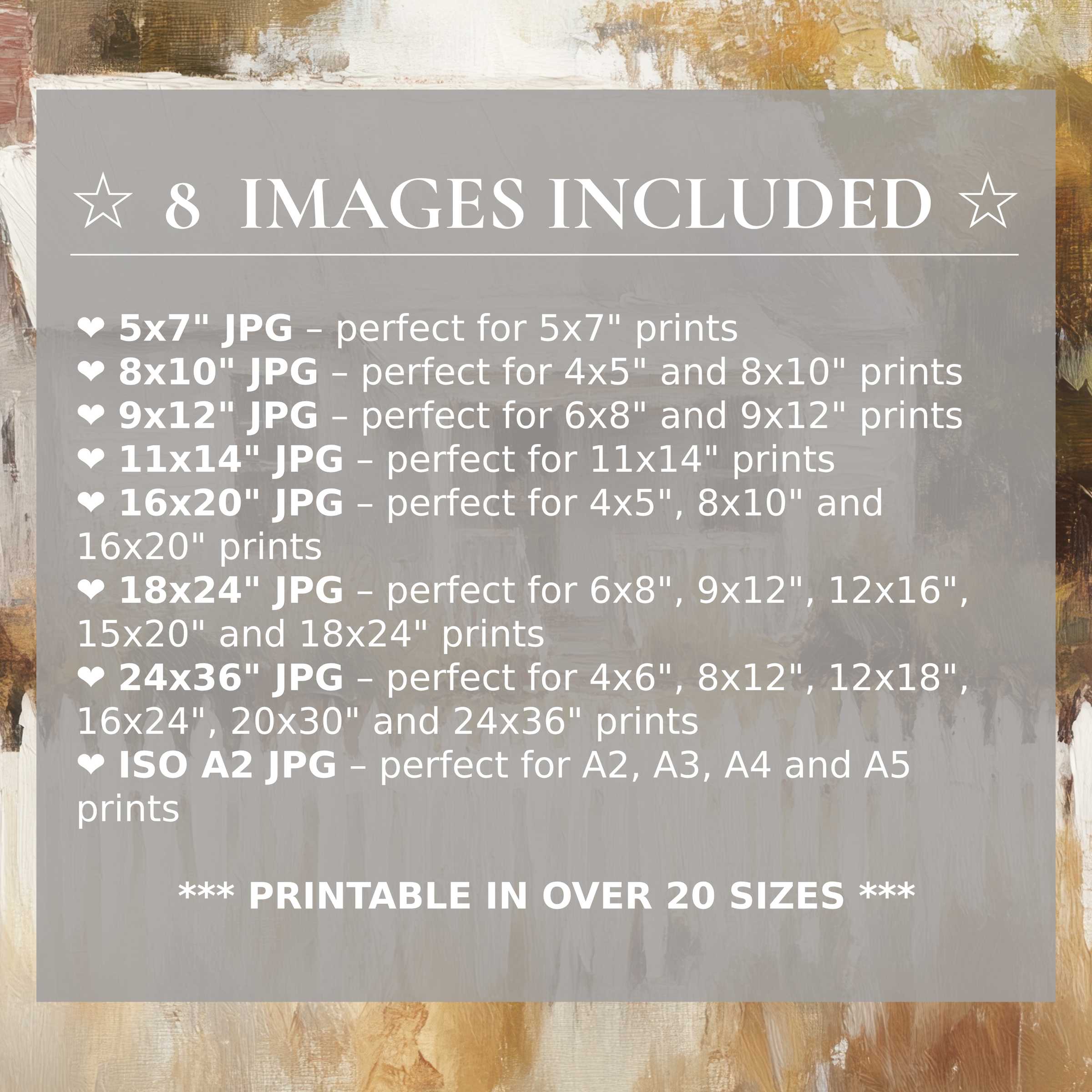 Farmhouse digital print in warm earth tones and soft neutrals, radiating serene charm and timeless elegance, includes 8 high-quality sizes for versatile modern interiors