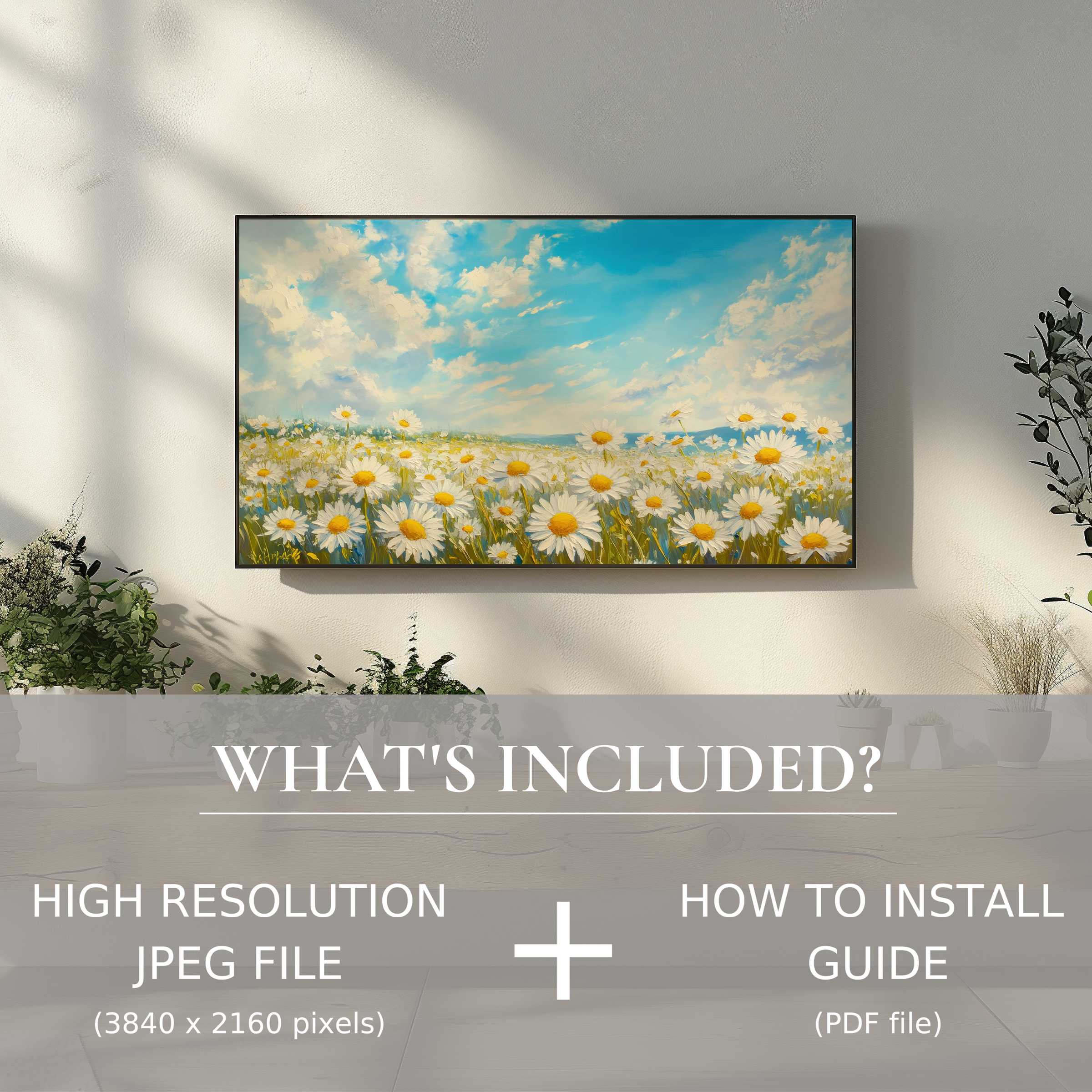 Elegant floral digital TV art download brightens any modern living space with easy, high-res digital use and style