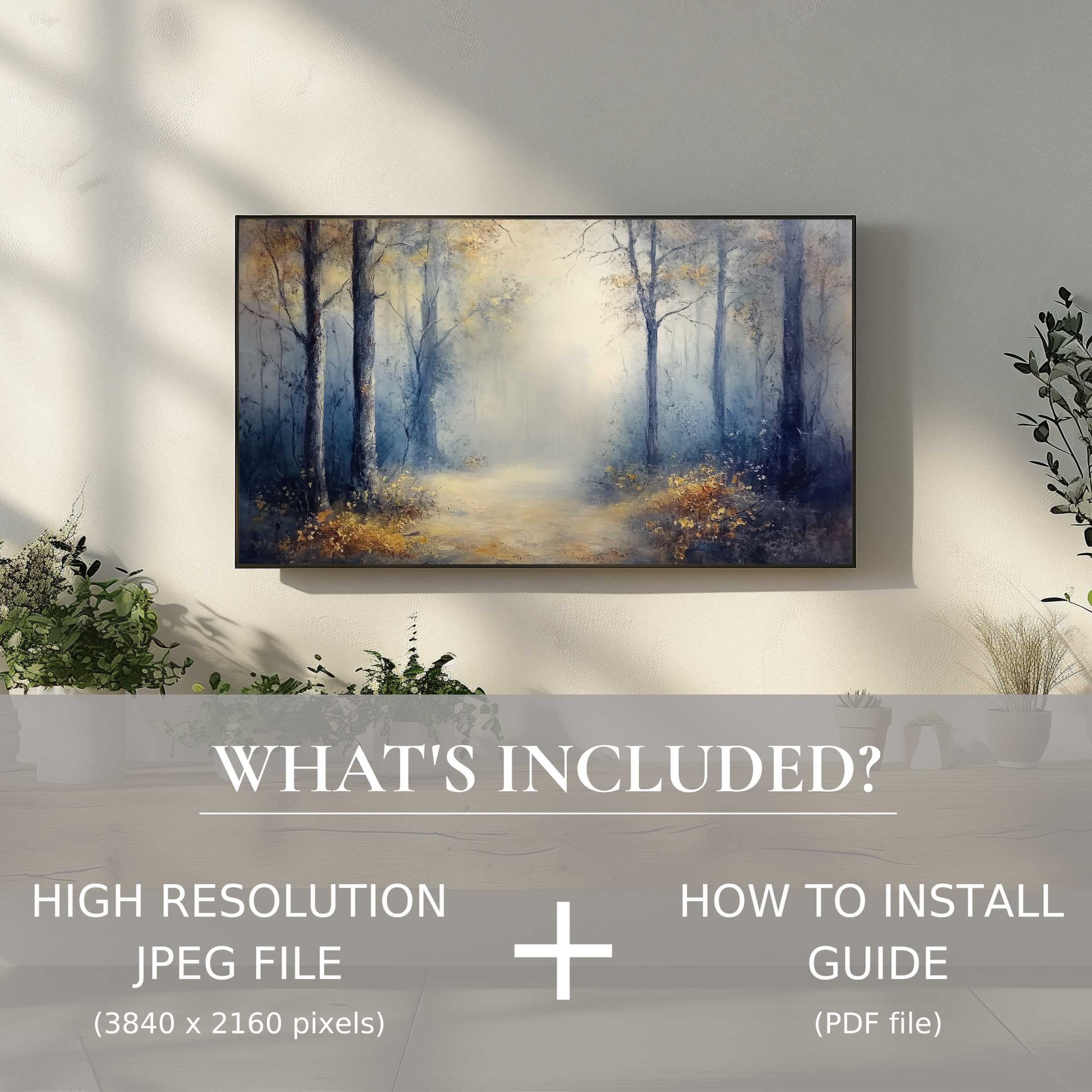 Stylish landscape digital TV art download adds serene elegance to your space with easy digital use and refined ambiance