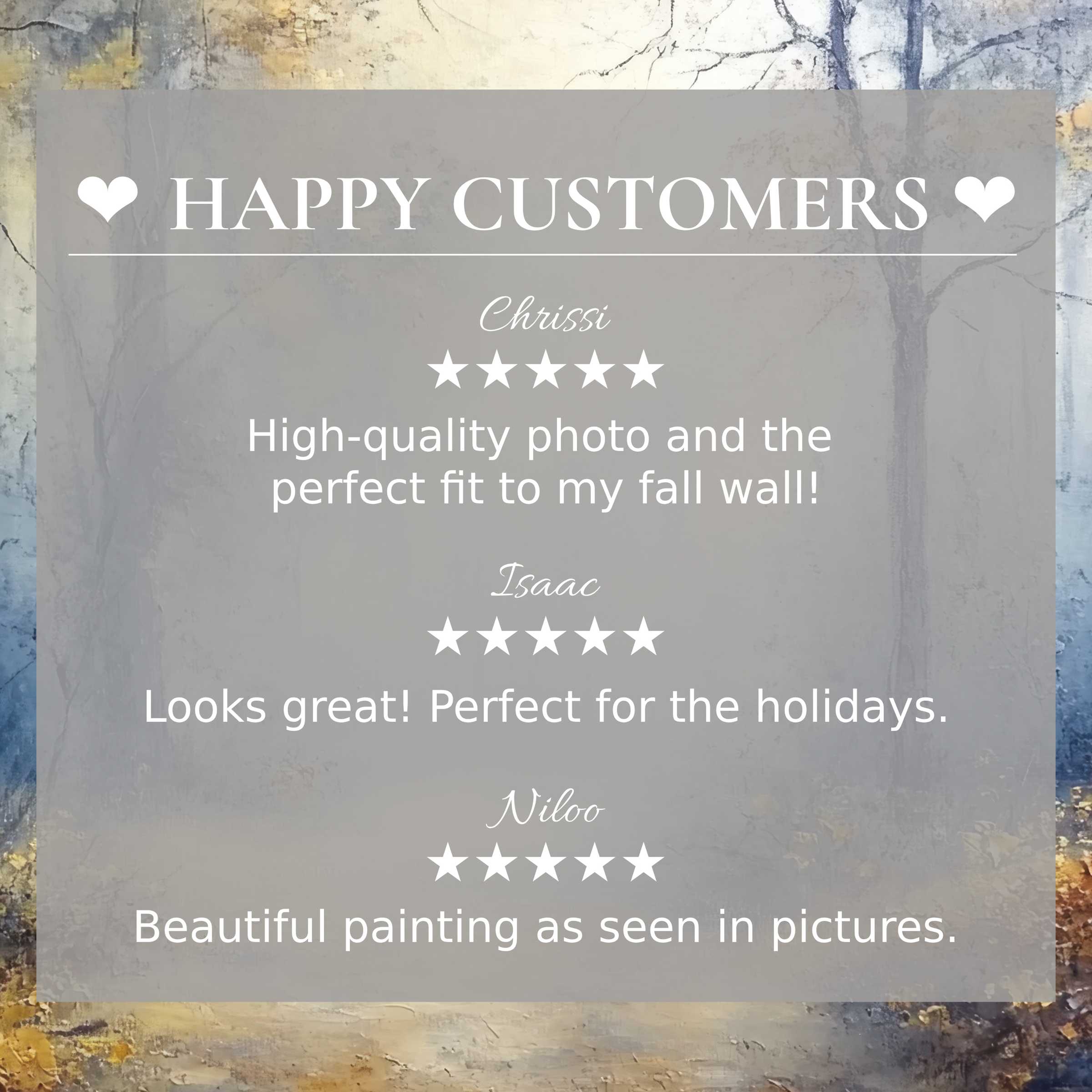 Elegant landscape art for Frame TV with abstract muted tones and happy customer reviews building trust and style appeal