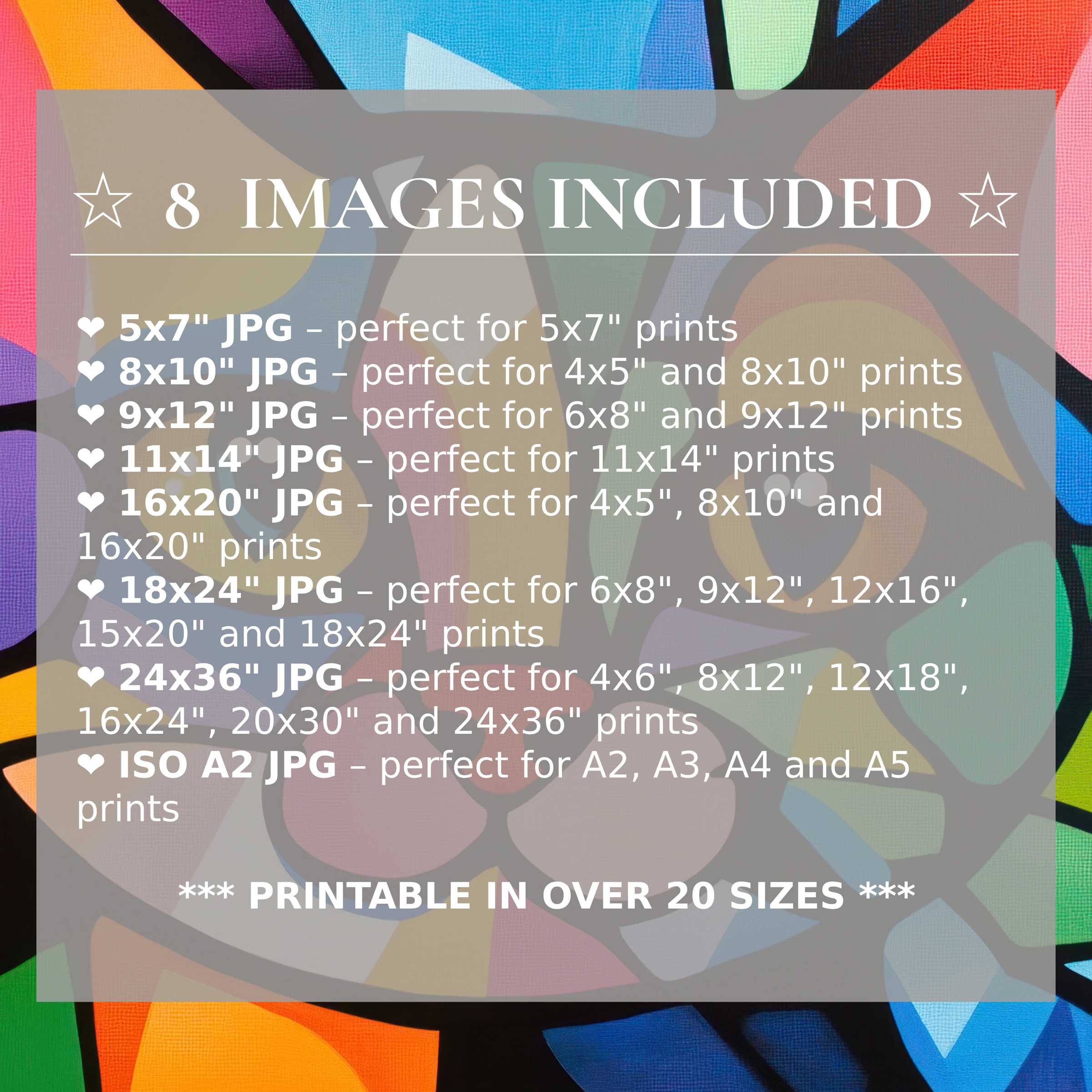 Vibrant pop art digital print featuring radiant blues, bold reds, and calming greens; includes 8 high-quality sizes with download, perfect for elevating modern interiors with versatile, stylish flair