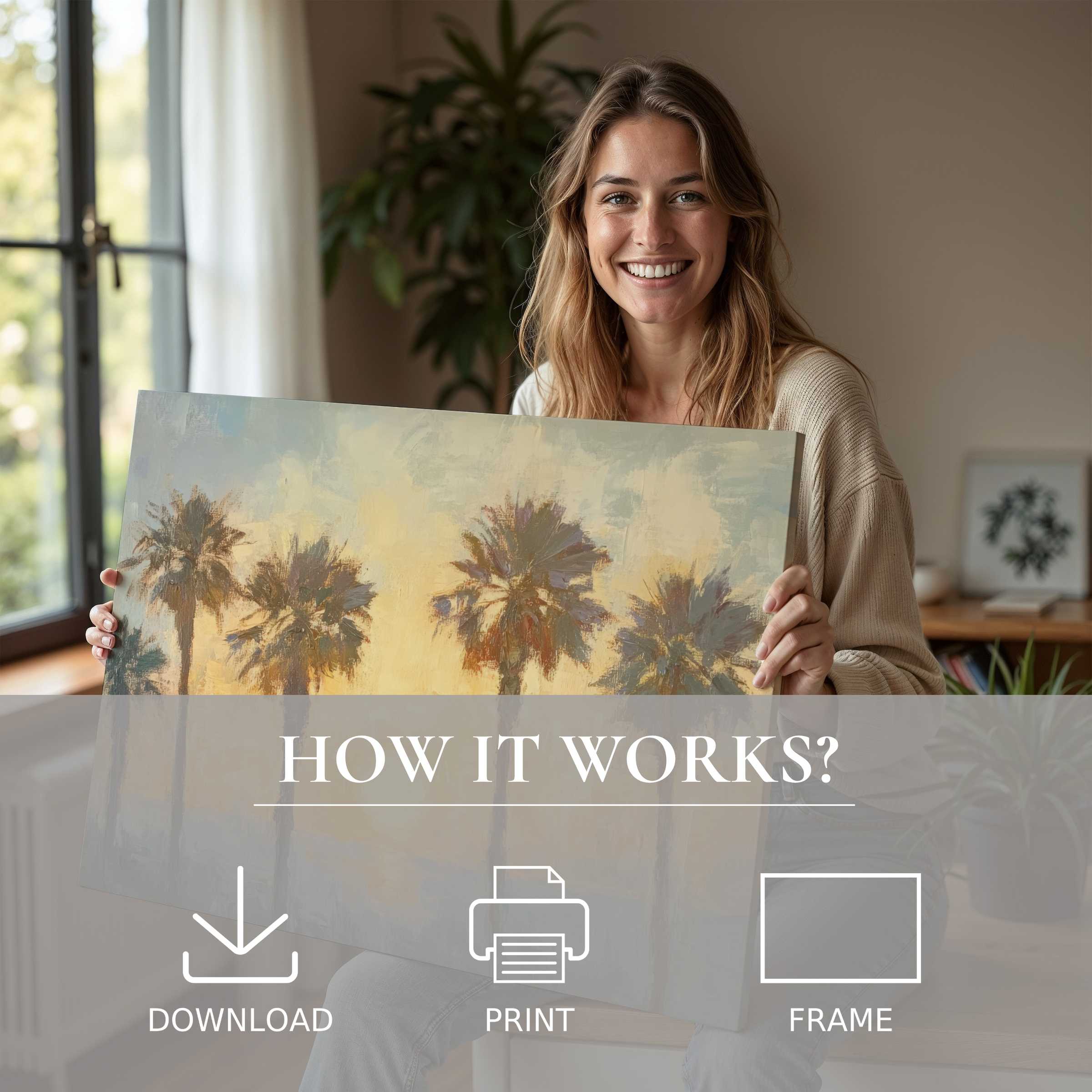 Radiating warmth and ease, this summer digital art print brings serene, joyful connection into stylish modern interiors