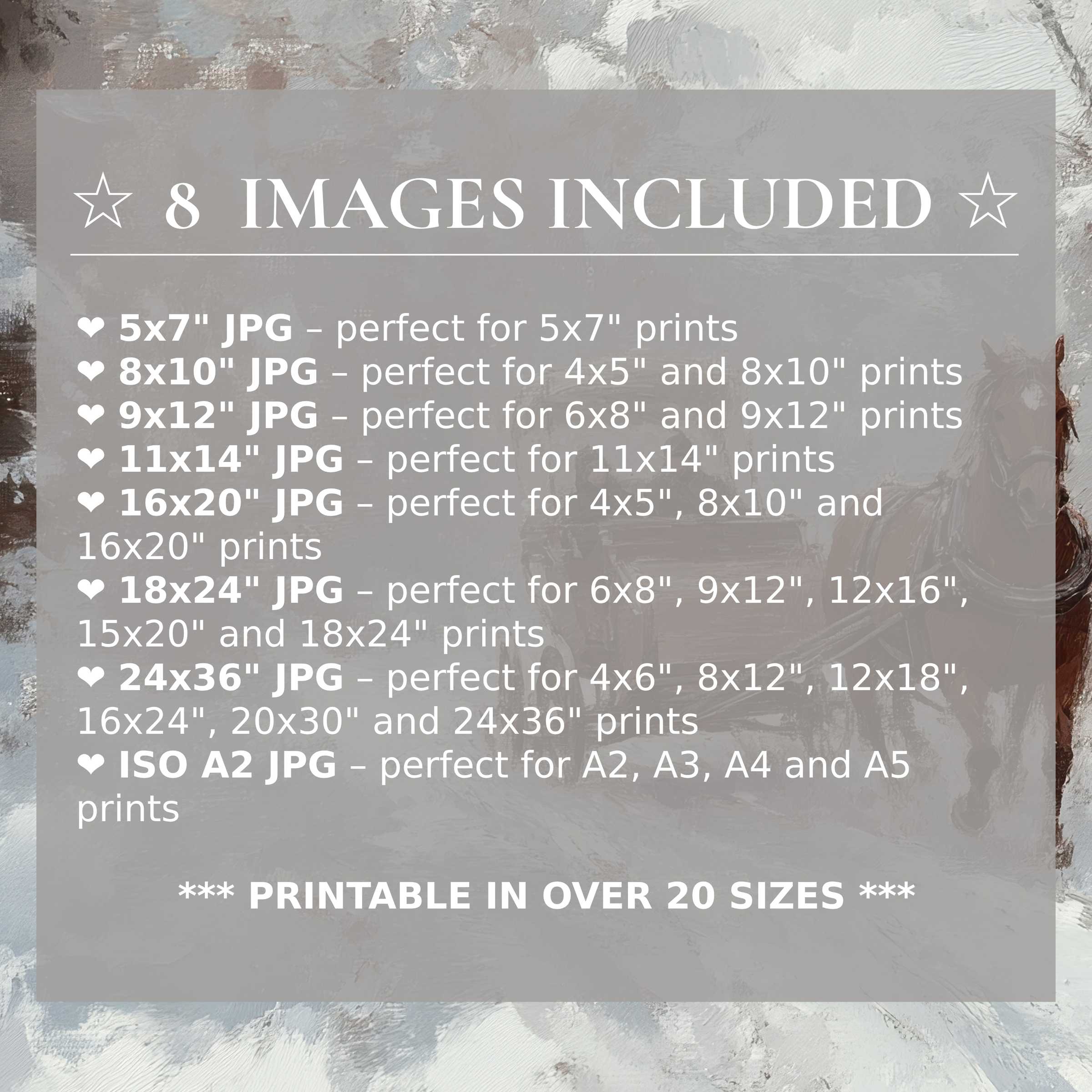 Winter digital print radiating serene blues and muted grays, included in 8 premium sizes for versatile, elegant modern interiors