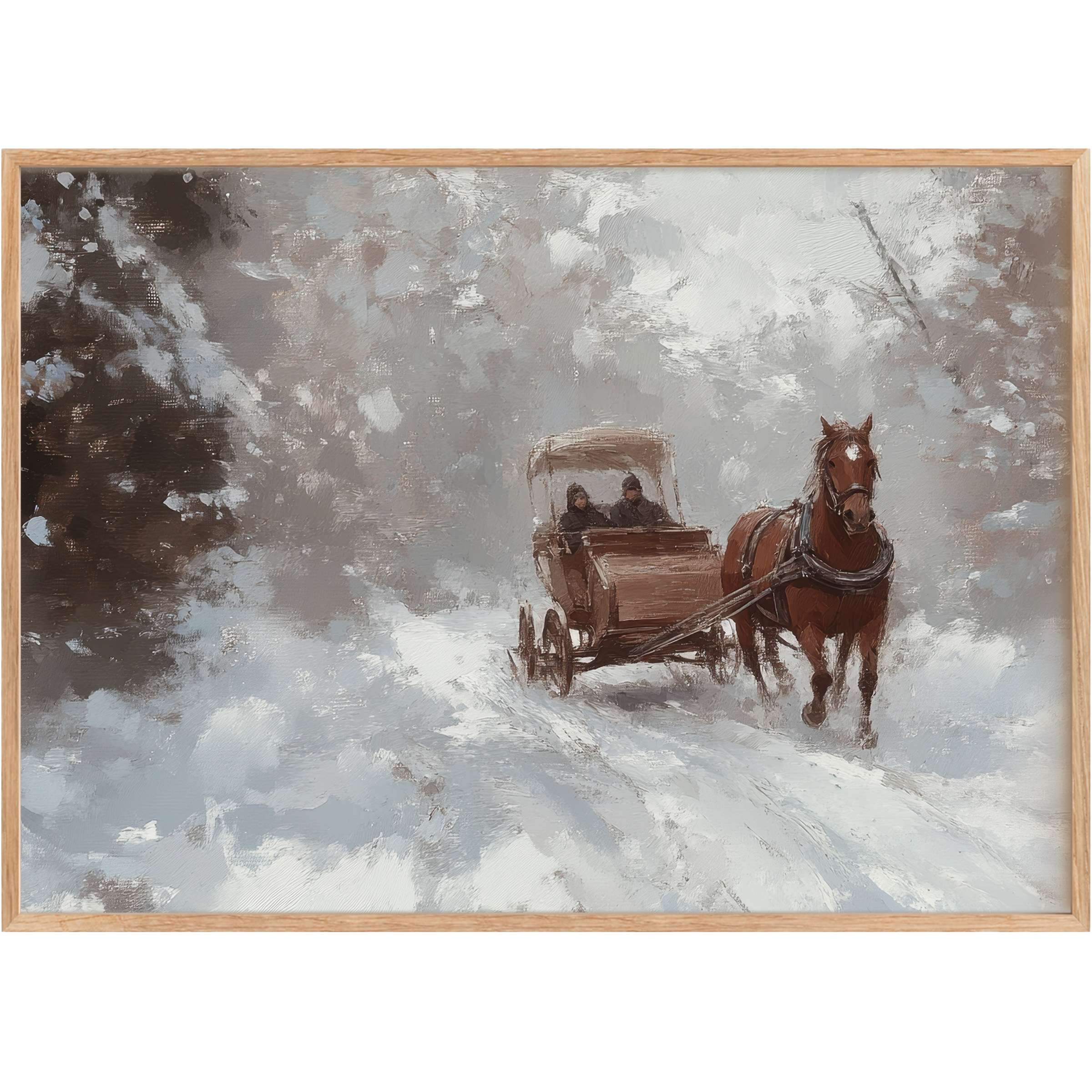 Winter printable wall art evokes serene nostalgia with soft grays and warm browns, illuminating cozy, timeless elegance