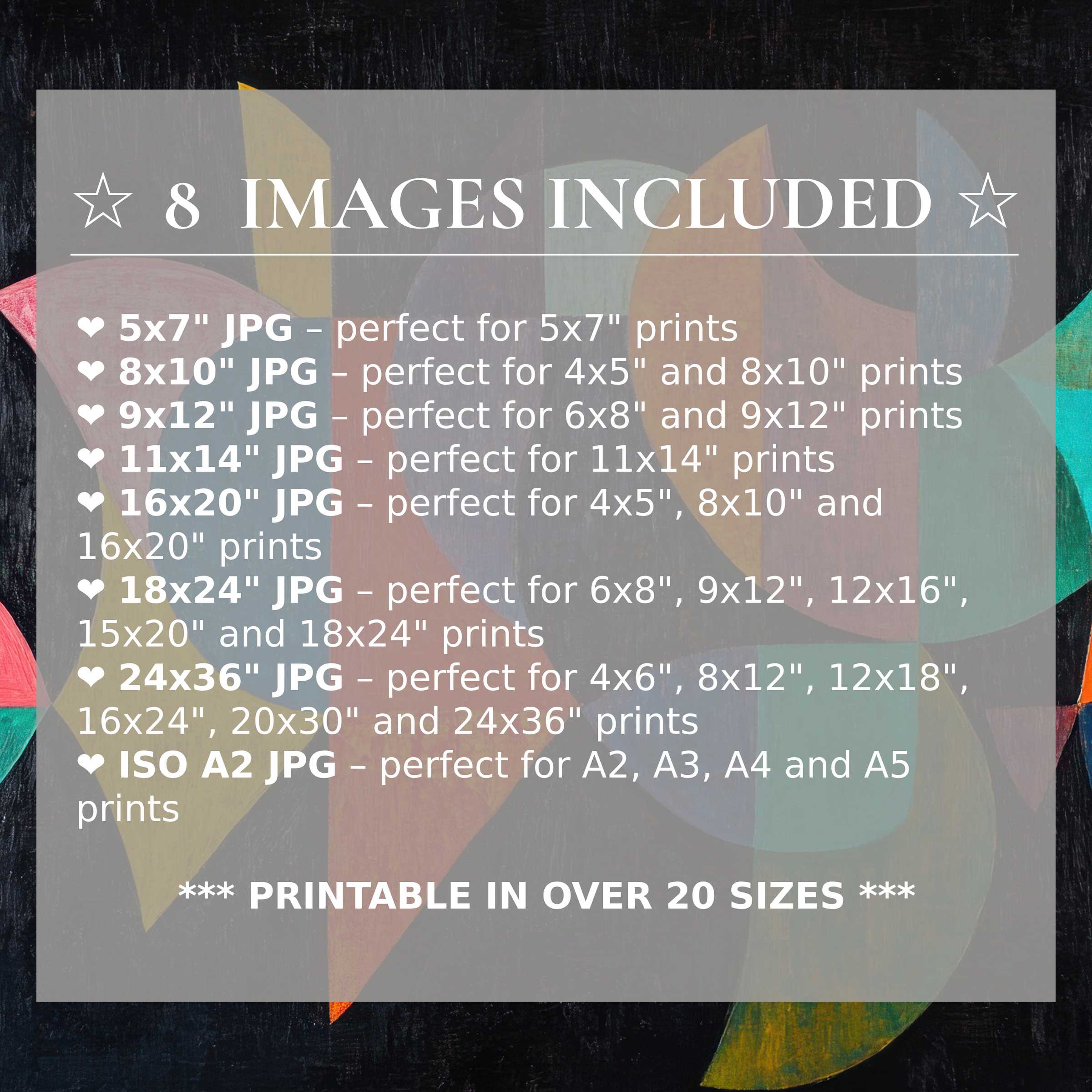 Modern digital print featuring radiant coral, teal, and gold hues in soft geometric forms, elevating interiors with timeless style Includes 8 high-quality sizes in one download for versatile, design-forward decor