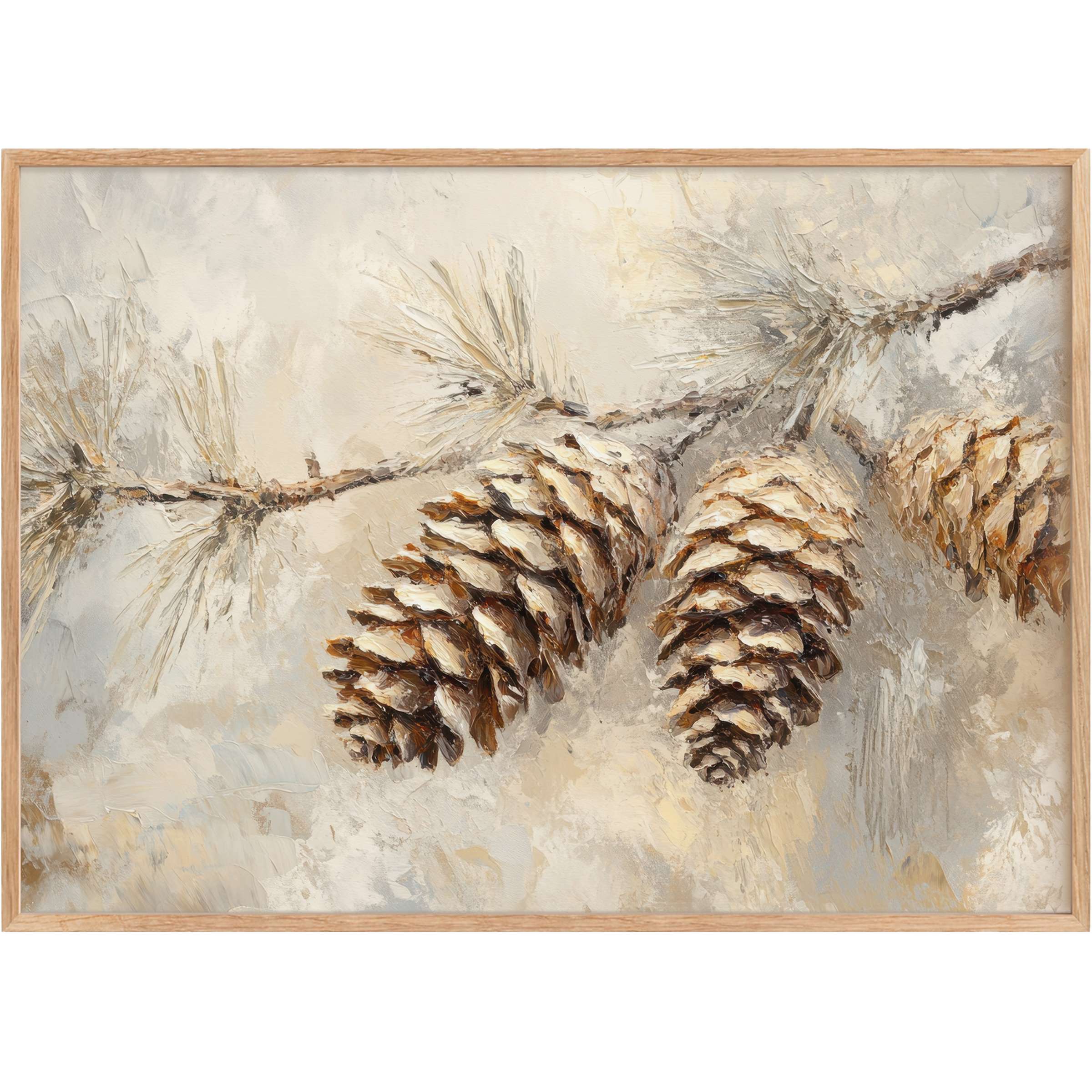 Rustic tree printable wall art featuring textured pine cones in warm neutrals, evoking a serene and cozy ambiance