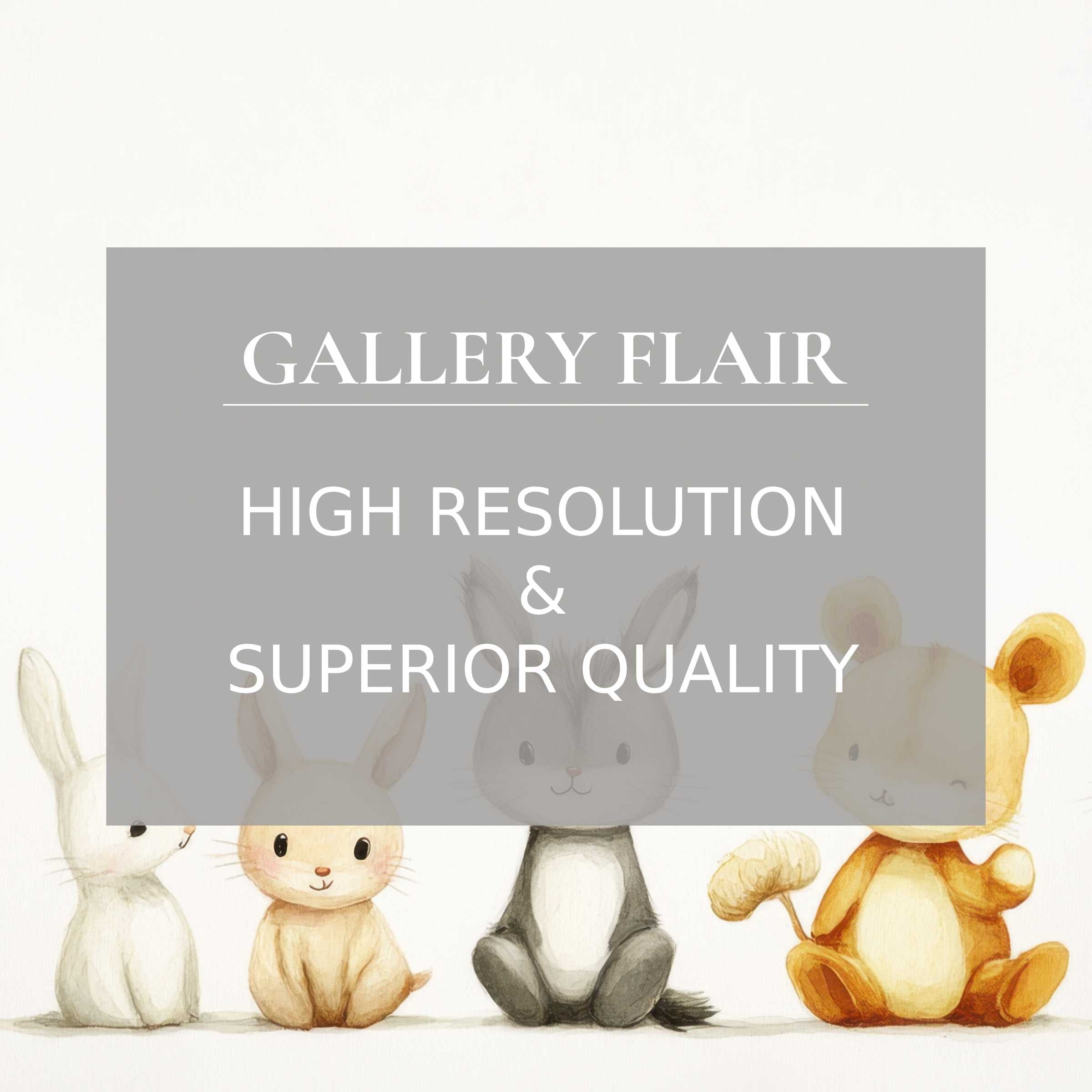 Softly hued nursery printable art featuring charming woodland animals in delicate detail, enhancing serene modern nurseries