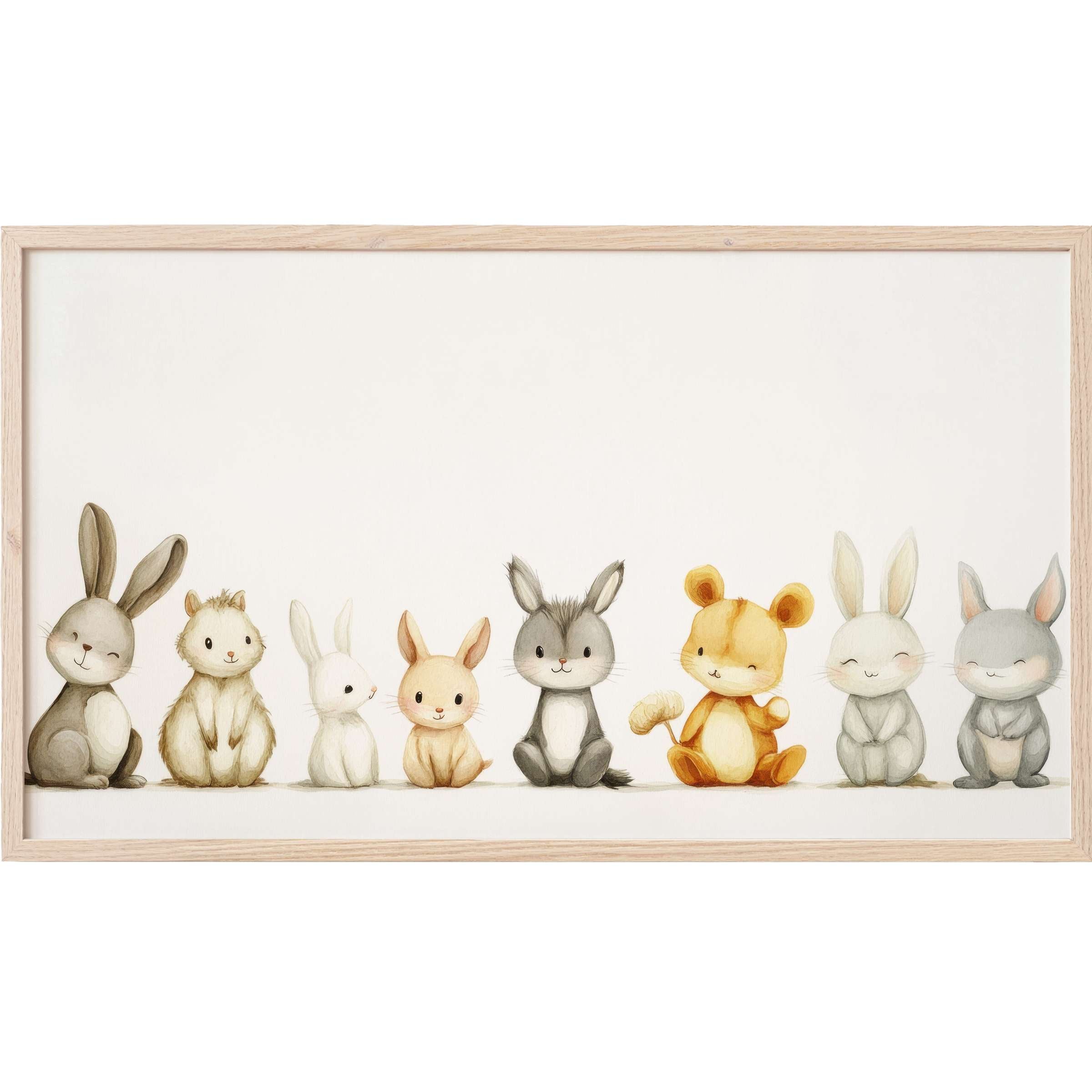 Charming watercolor woodland animals in soft earth tones, perfect nursery Frame TV Art for a modern, cozy space