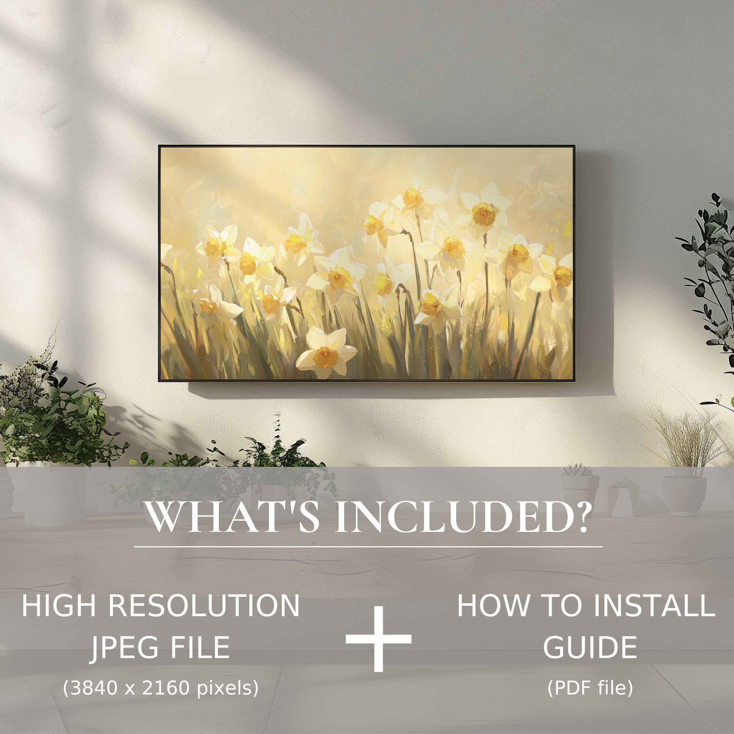 Elegant spring digital TV art download brightens modern living spaces with easy digital use and floral serenity