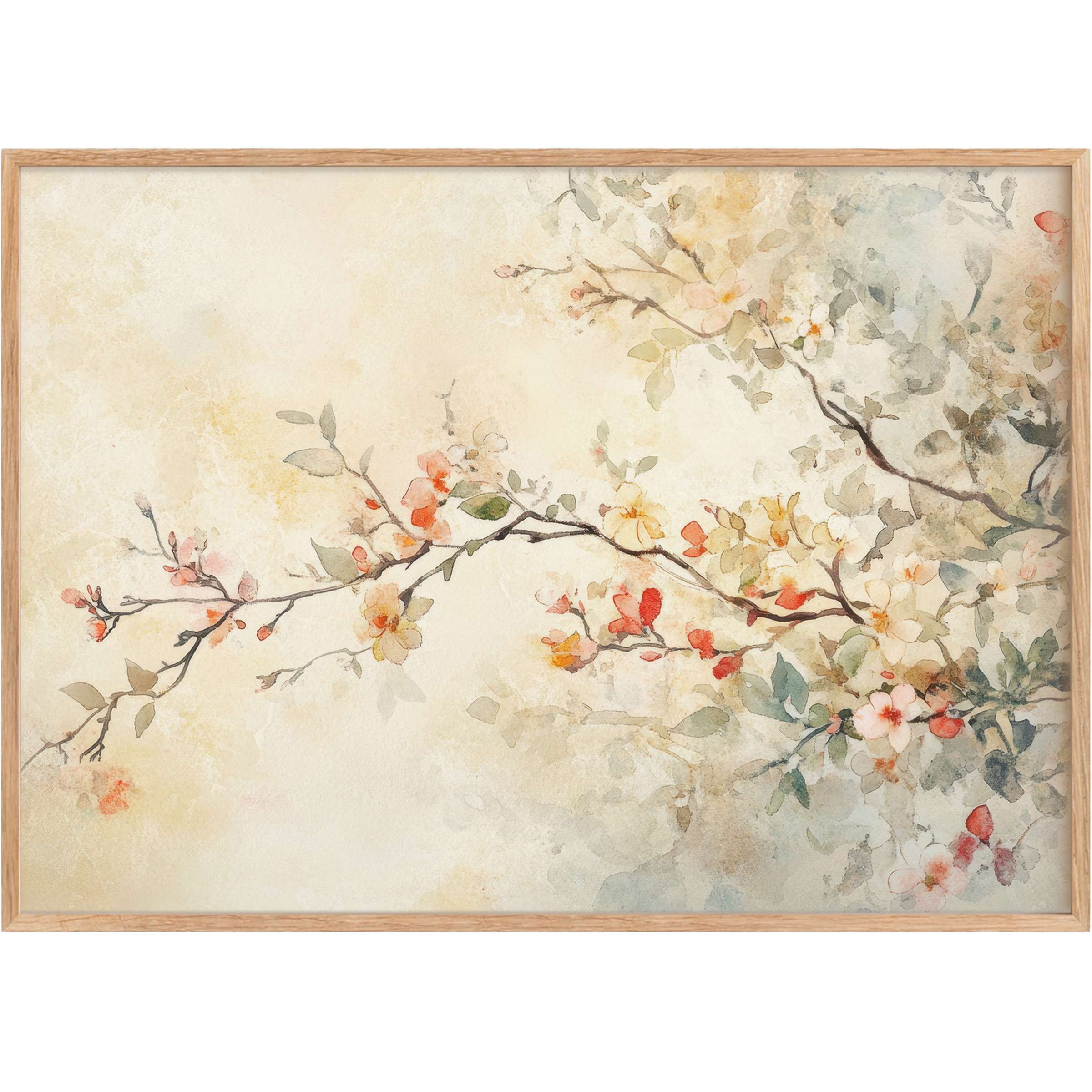 Elegant floral printable wall art in soft creams, blush, and sage, evoking a serene, radiant ambiance for refined interiors