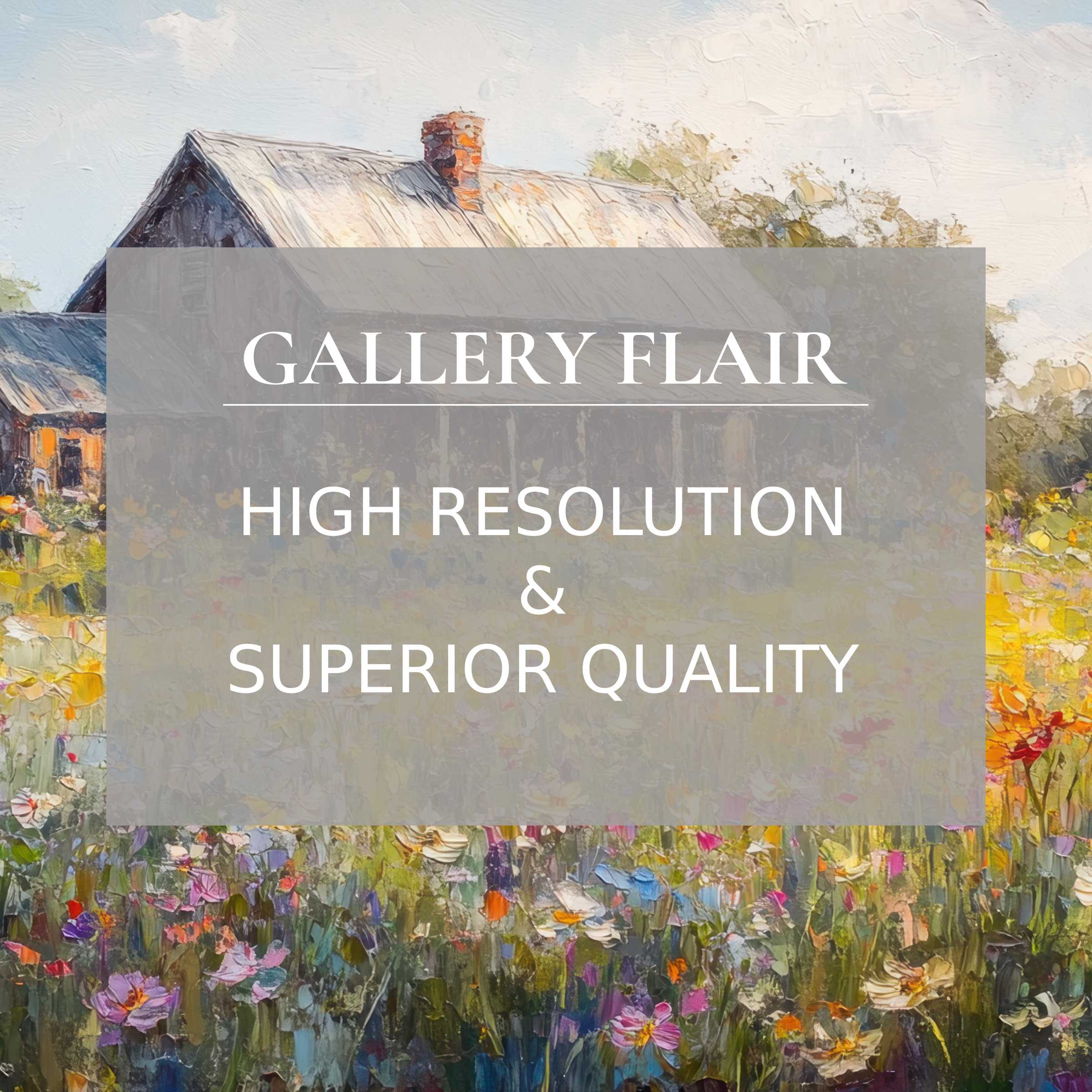 Vintage printable art capturing a radiant country cottage scene, its intricate brushstrokes enhancing chic modern interiors with timeless charm and serene ambiance