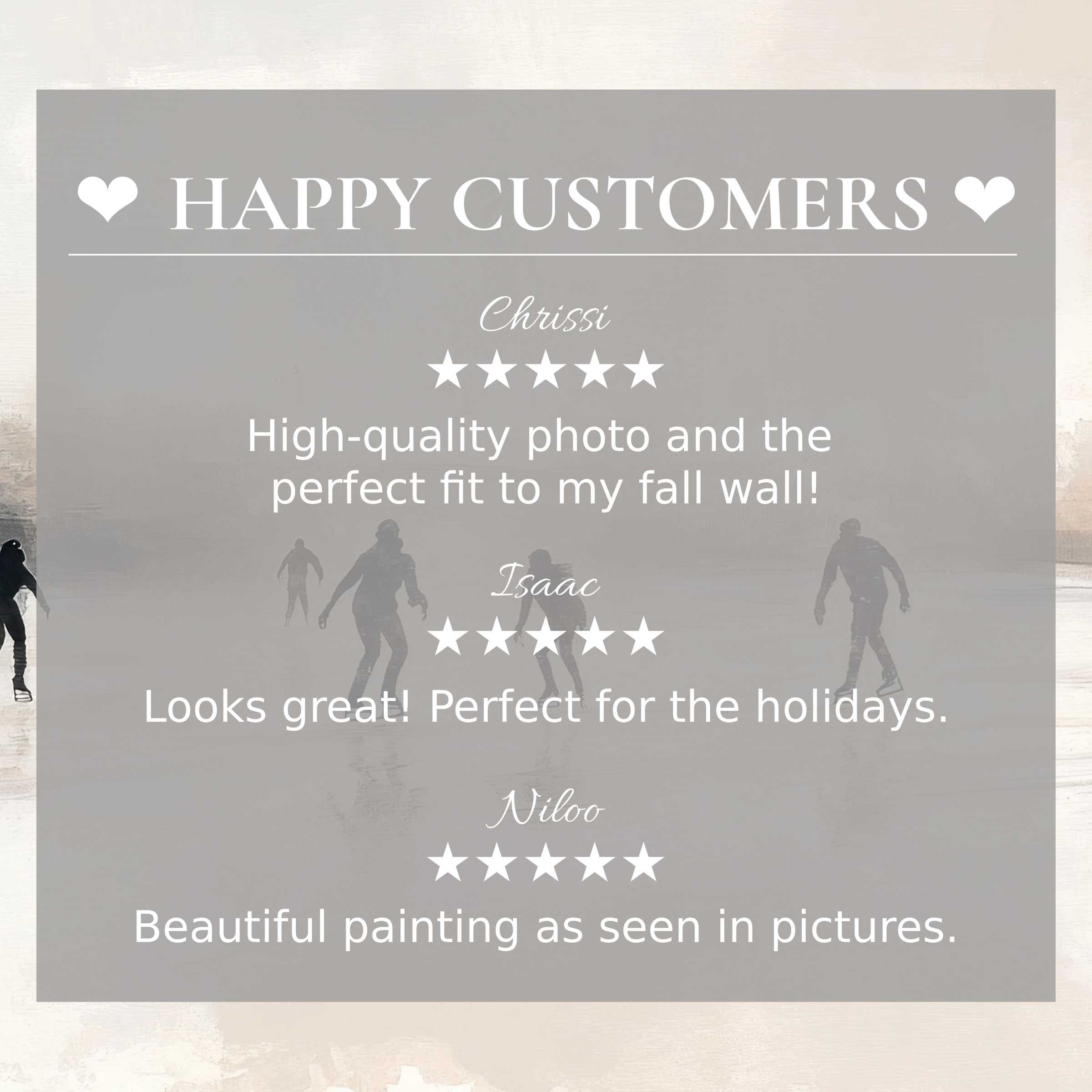 Winter art for Frame TV with abstract muted tones, happy customer reviews creating trust and showcasing refined style