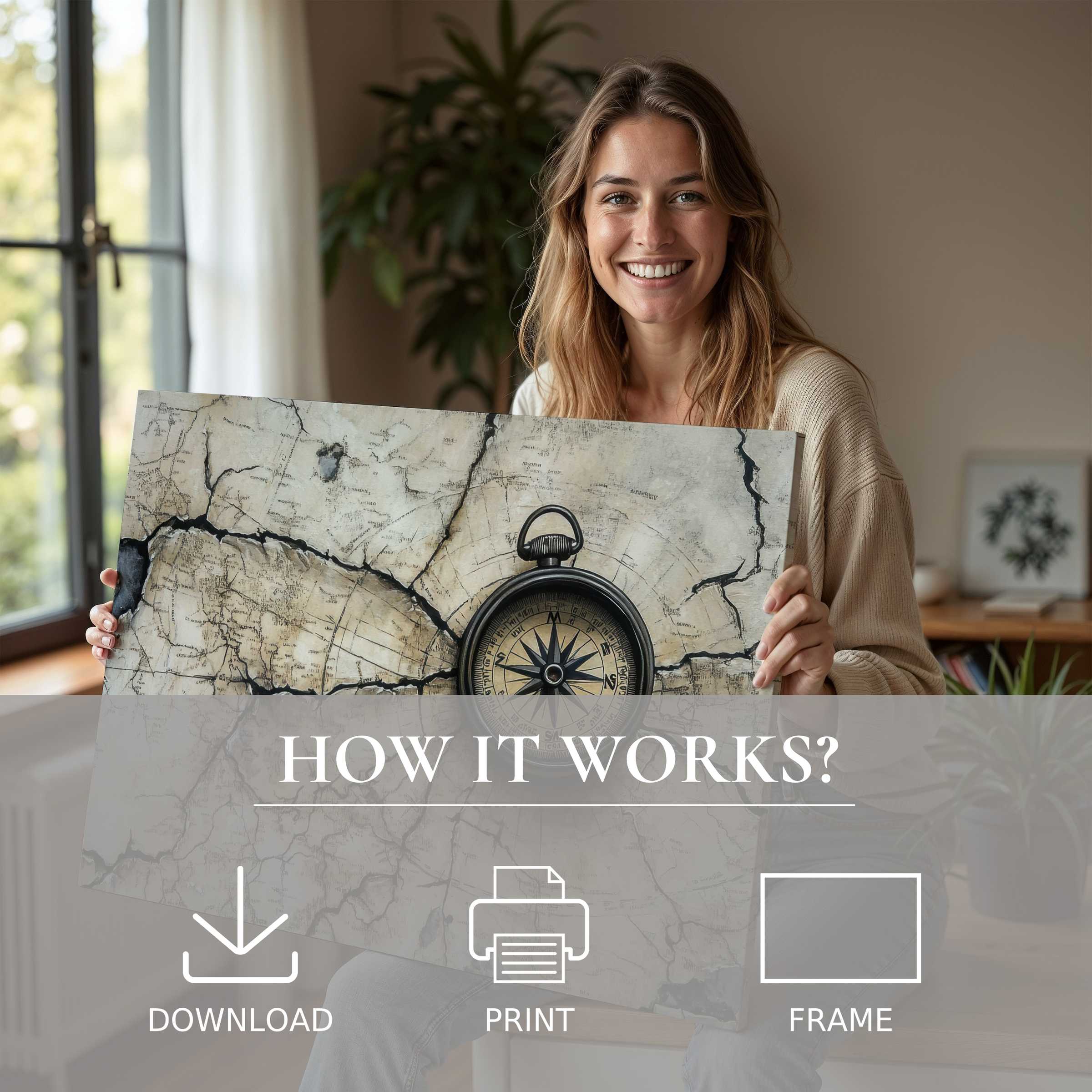 Radiant joy and connection illuminate a stylish home as a woman embraces a street art digital art print, blending timeless charm with effortless elegance