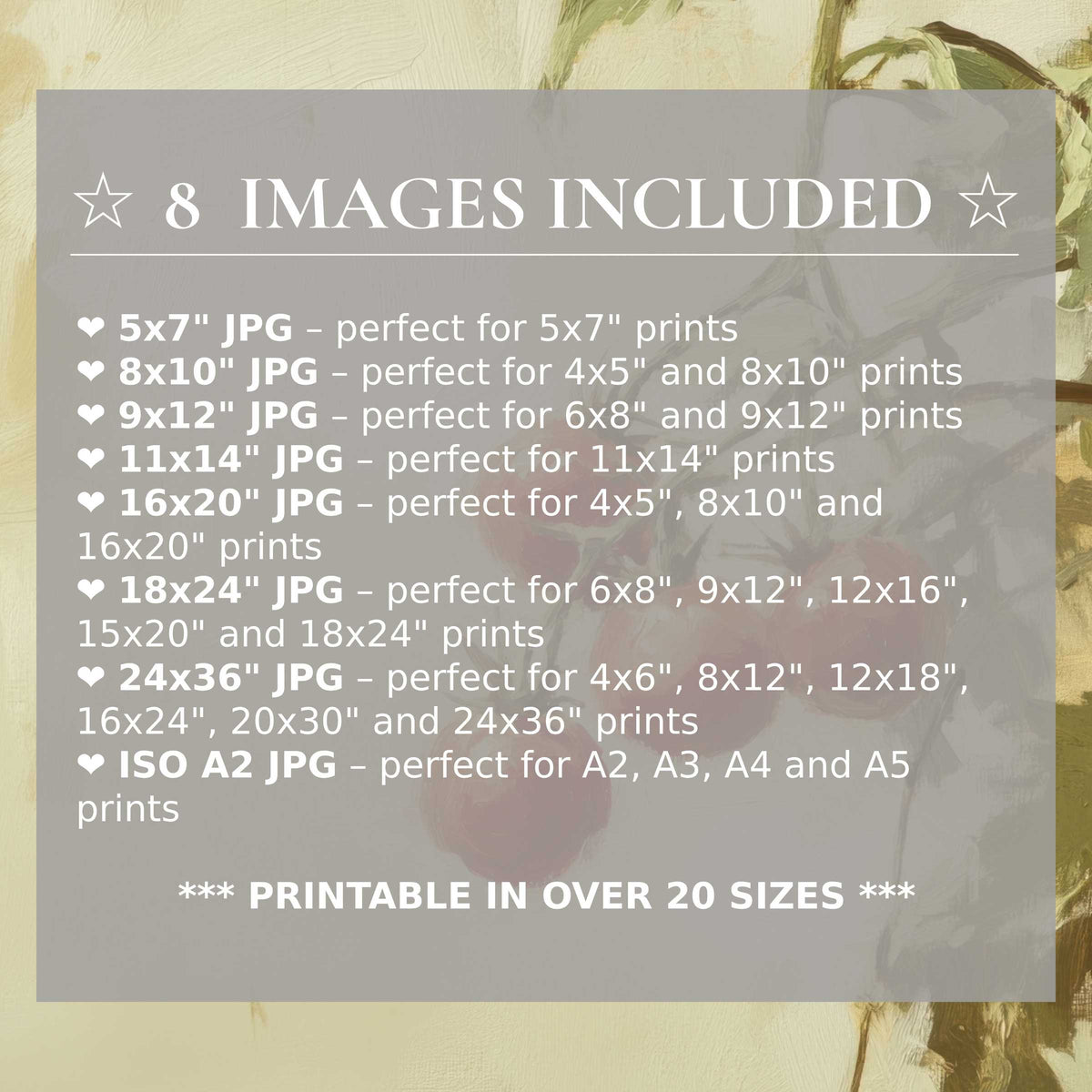 Botanical digital print featuring radiant olive, muted mauve, and golden hues, delivered in 8 high-quality sizes to elevate modern interiors with timeless style and adaptable elegance