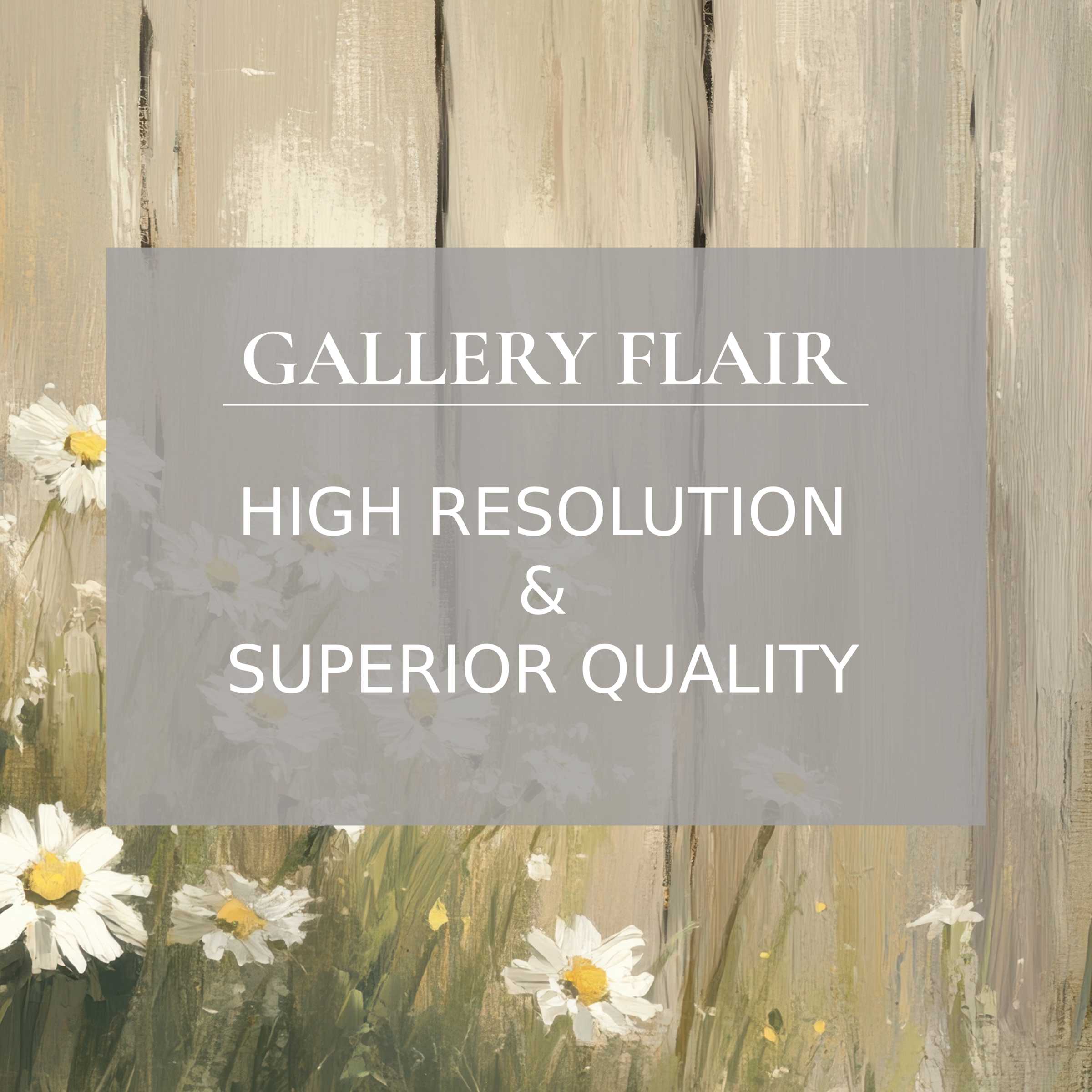Elegant farmhouse Frame TV picture featuring delicate daisies and textured wood, showcasing refined resolution and visual clarity