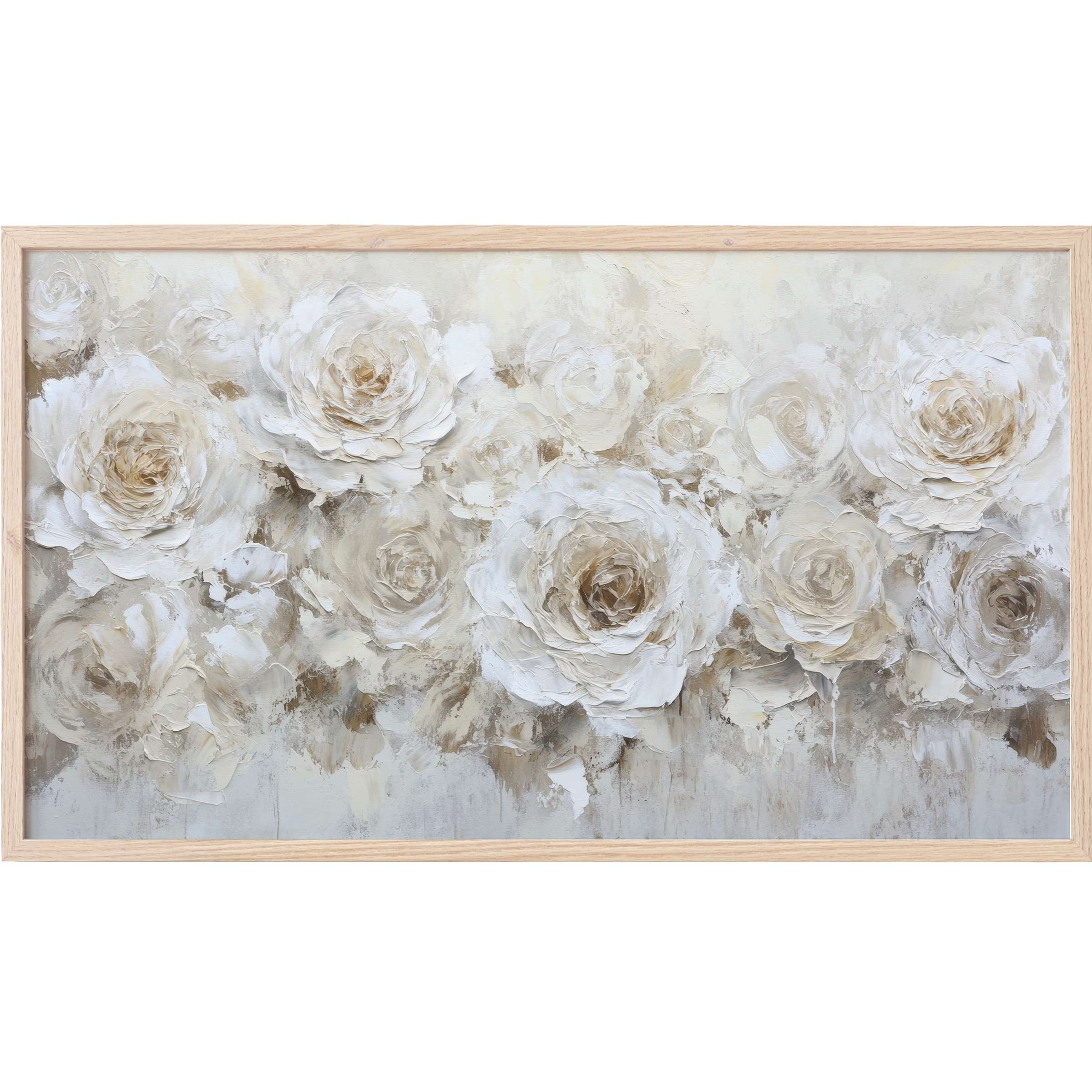 Elegant neutral Frame TV Art featuring textured white roses in soft beige and taupe tones with a modern, muted palette