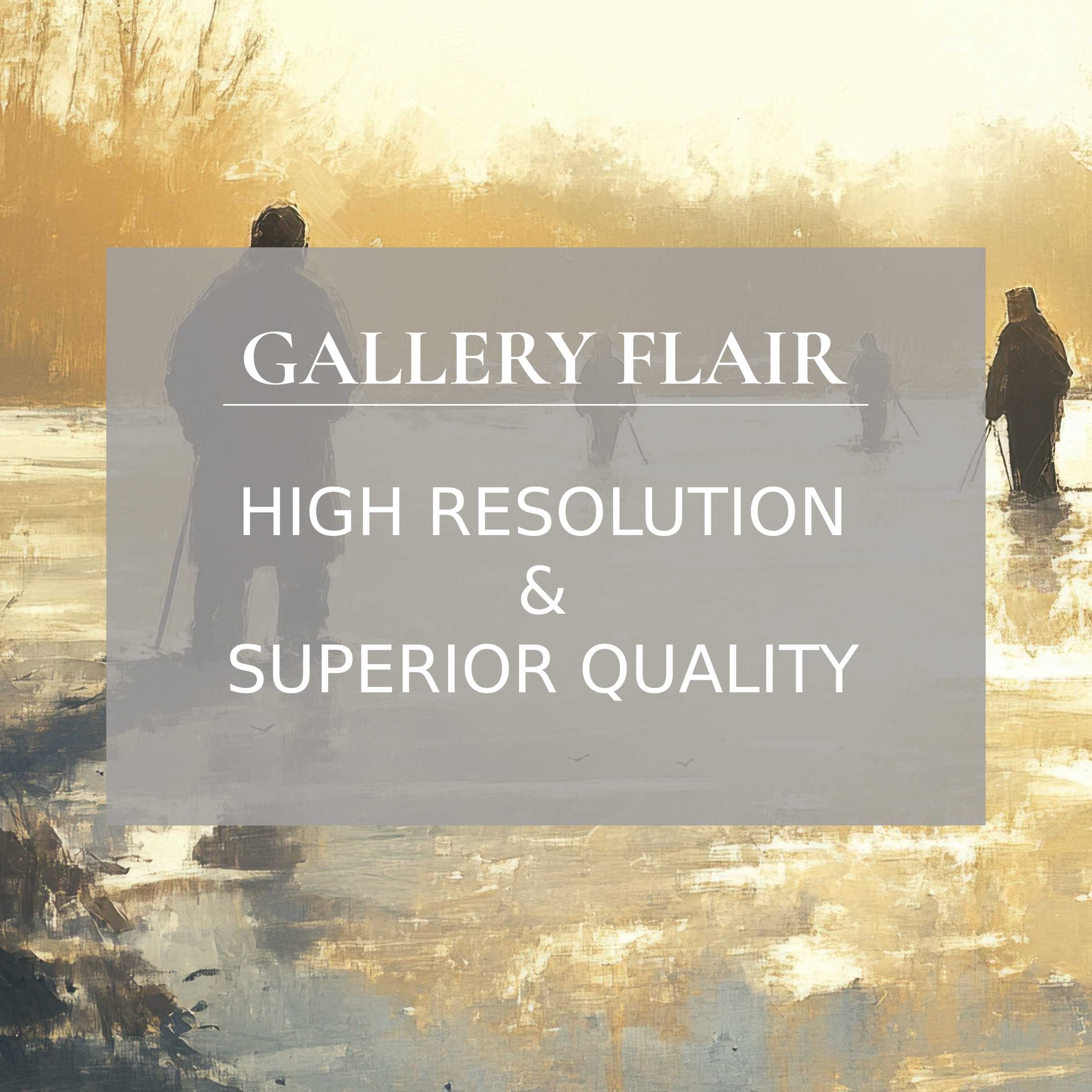 Ethereal winter printable art capturing serene ice fishing silhouettes in golden, calming hues-luxuriously detailed for modern interiors