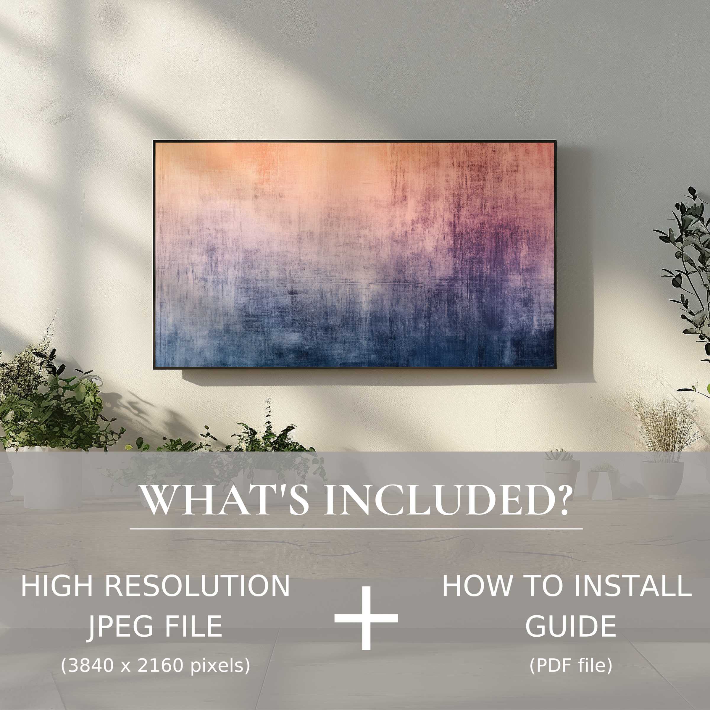 Elegant modern digital TV art download enhances living spaces with easy digital use and stylish abstract color gradient