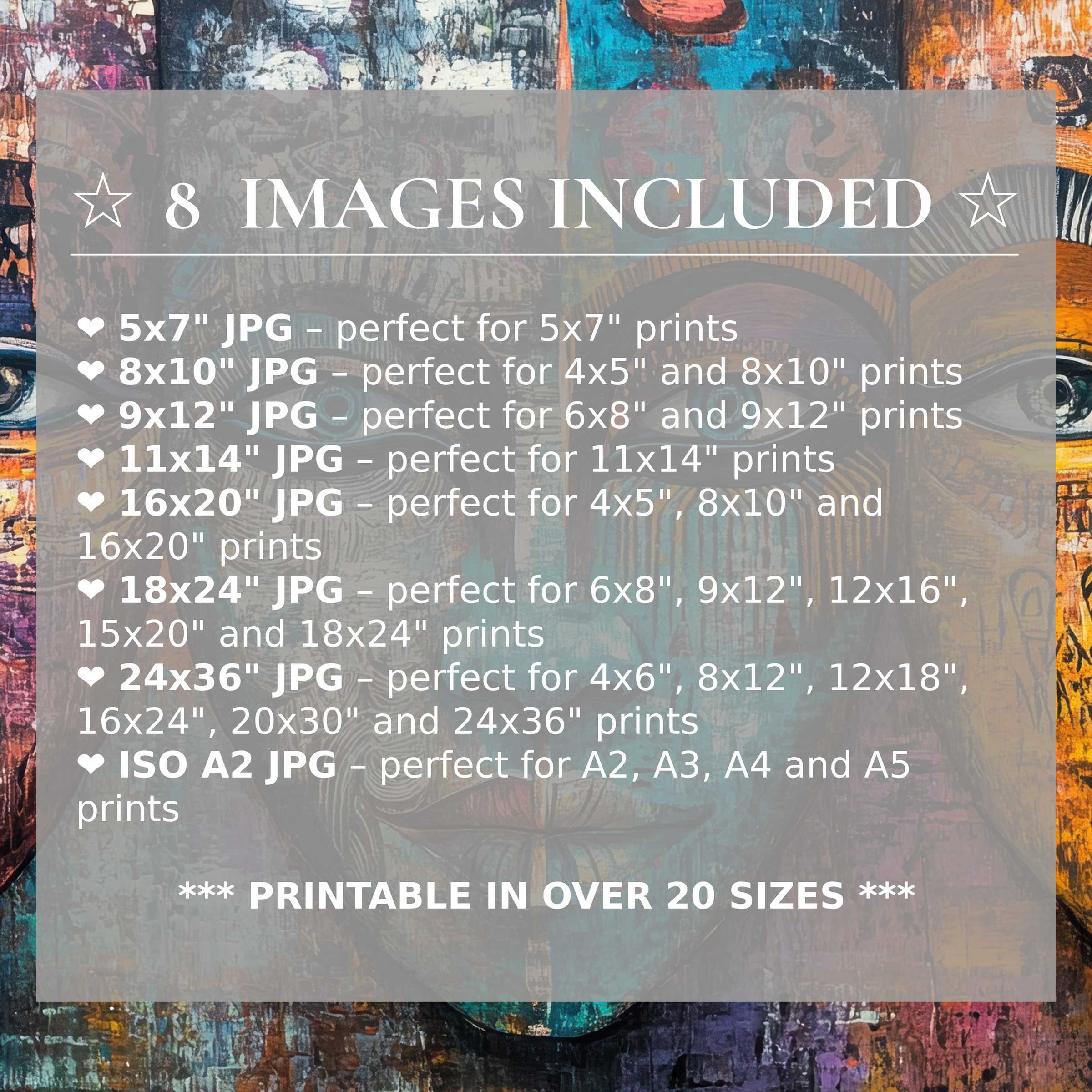 Boho digital print bursting with radiant turquoise, burnt orange, and deep indigo tones, offered in 8 high-quality sizes included Elevate modern interiors with versatile style and timeless appeal