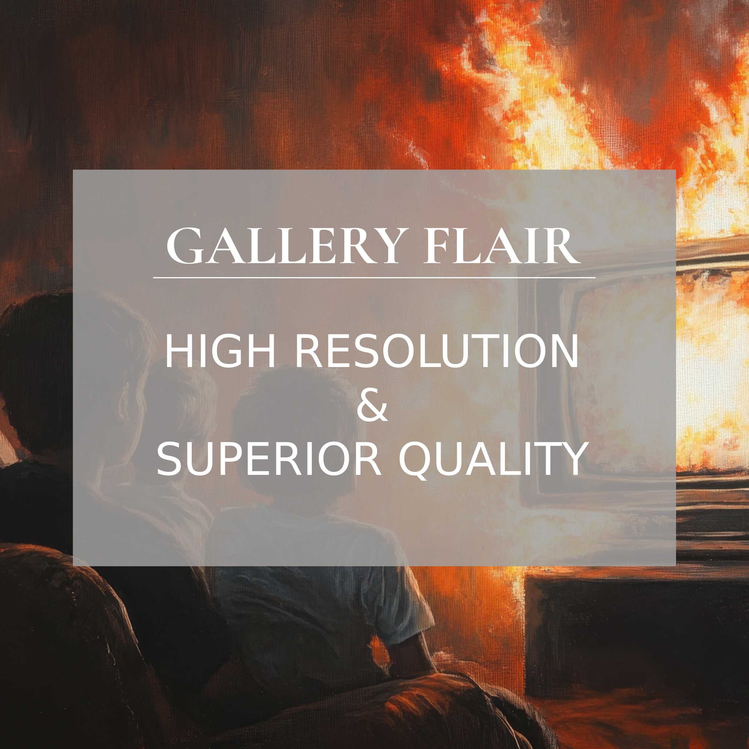 Elegant street art Frame TV picture showcasing vivid flames and shadowed figures in crisp, high-resolution detail