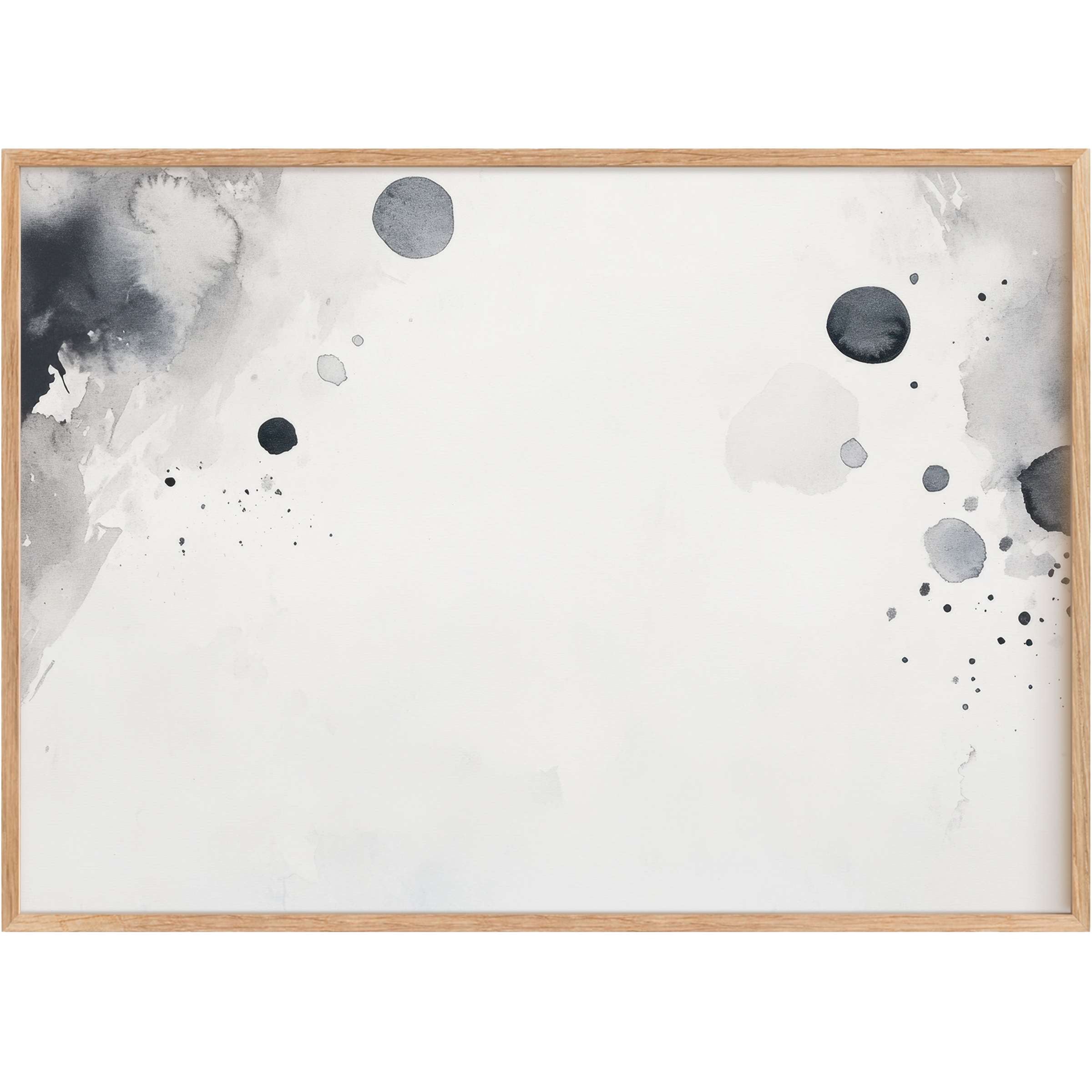 Ethereal black and white printable wall art with soft ink washes and bold droplets, creating a serene, sophisticated ambiance