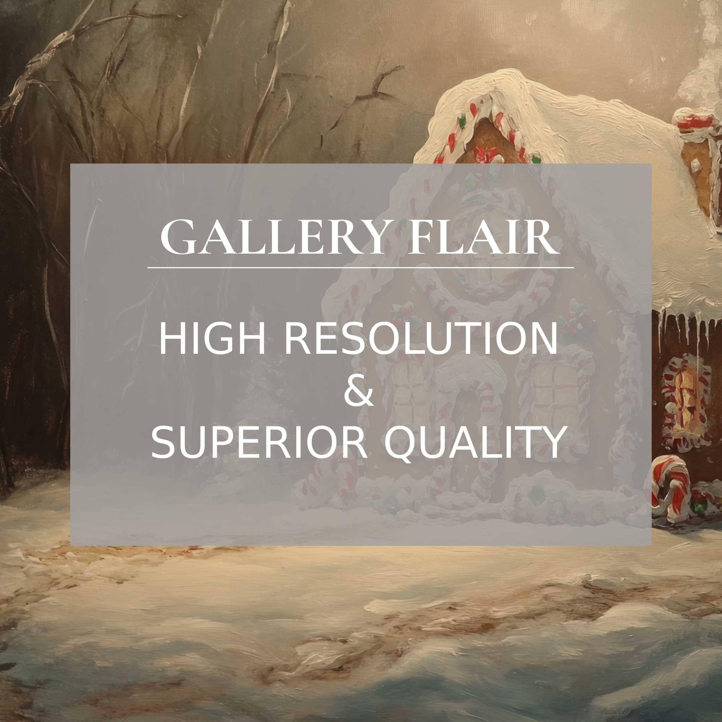 Christmas printable art featuring a calming gingerbread house scene with exquisite texture and high-resolution detail, perfect for elevating modern home decor ambiance with festive charm and refined holiday elegance