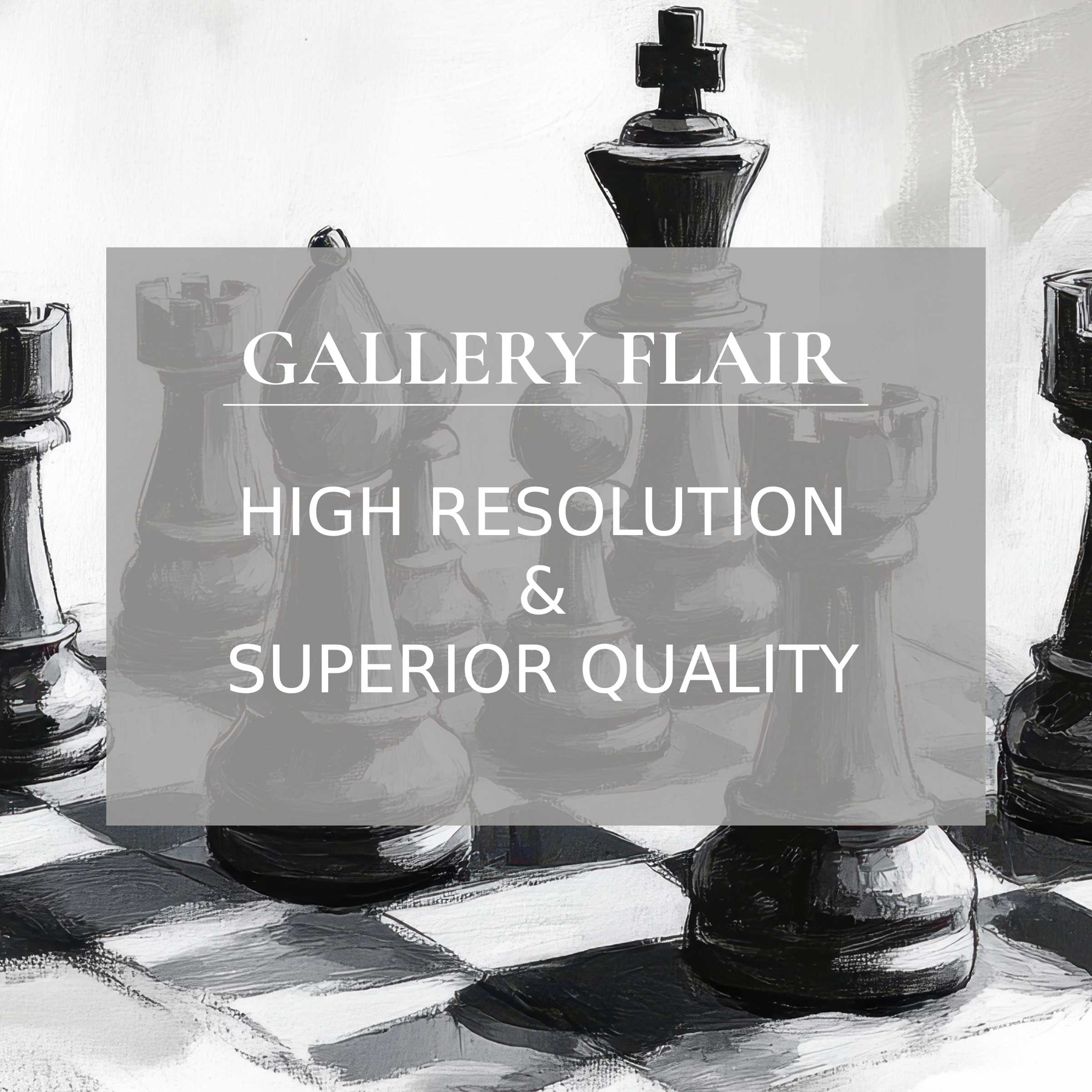 Elegant chess set rendered in sharp detail, a high clarity black and white Frame TV picture perfect for refined decor