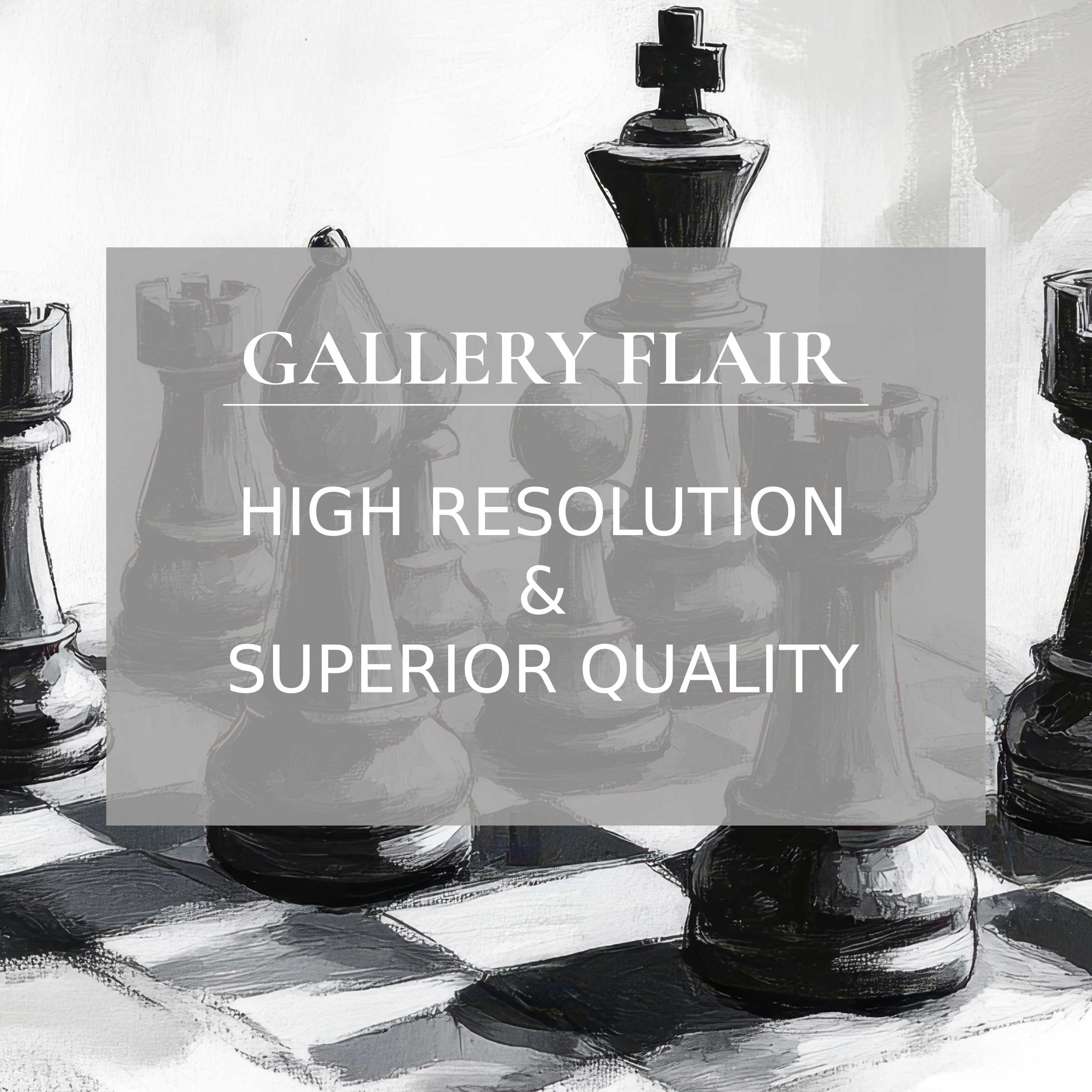 Bold black and white printable art capturing a dynamic chess scene with exquisite detail, elevating modern decor