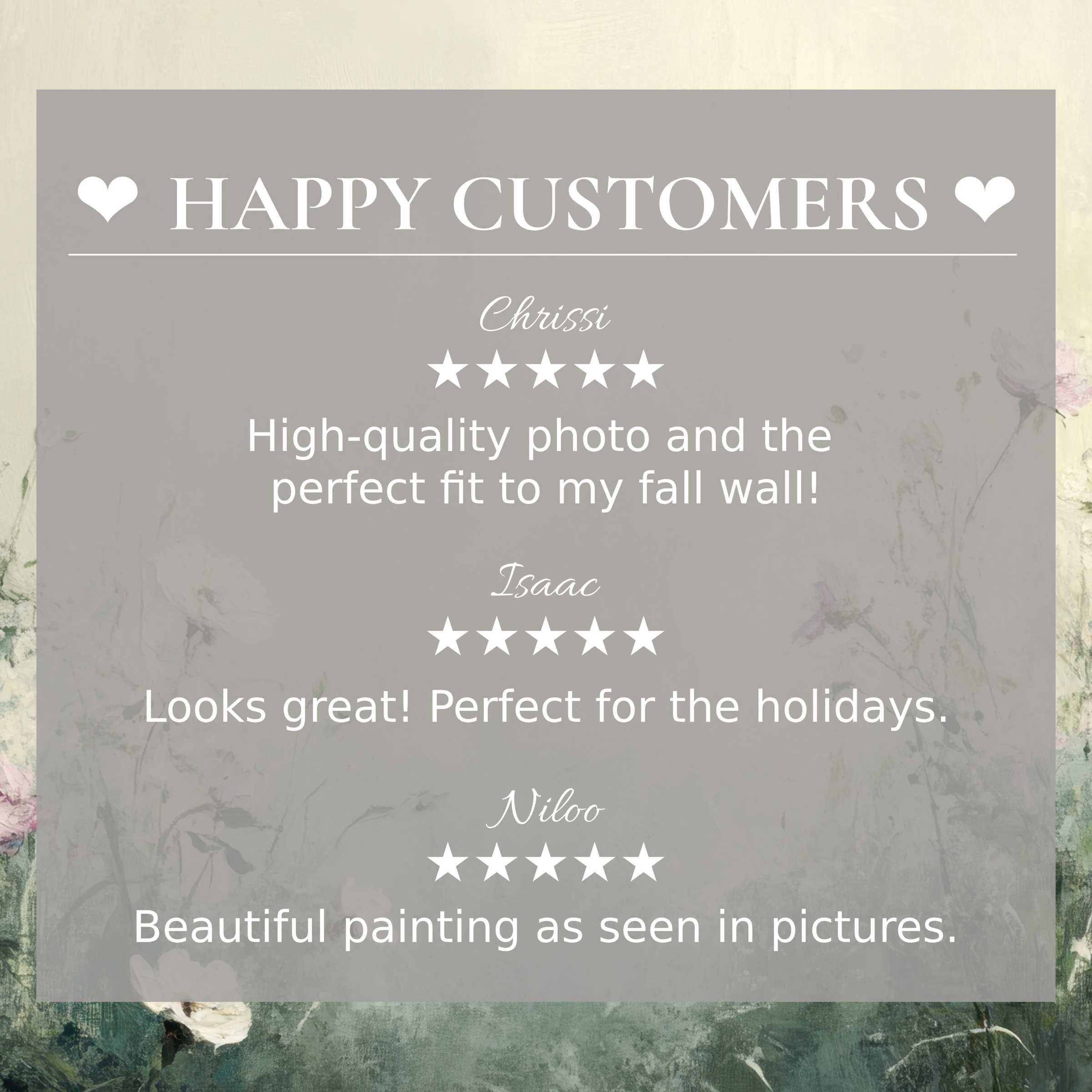 Elegant spring art for Frame TV with abstract floral background; layout inspires trust through happy customer reviews