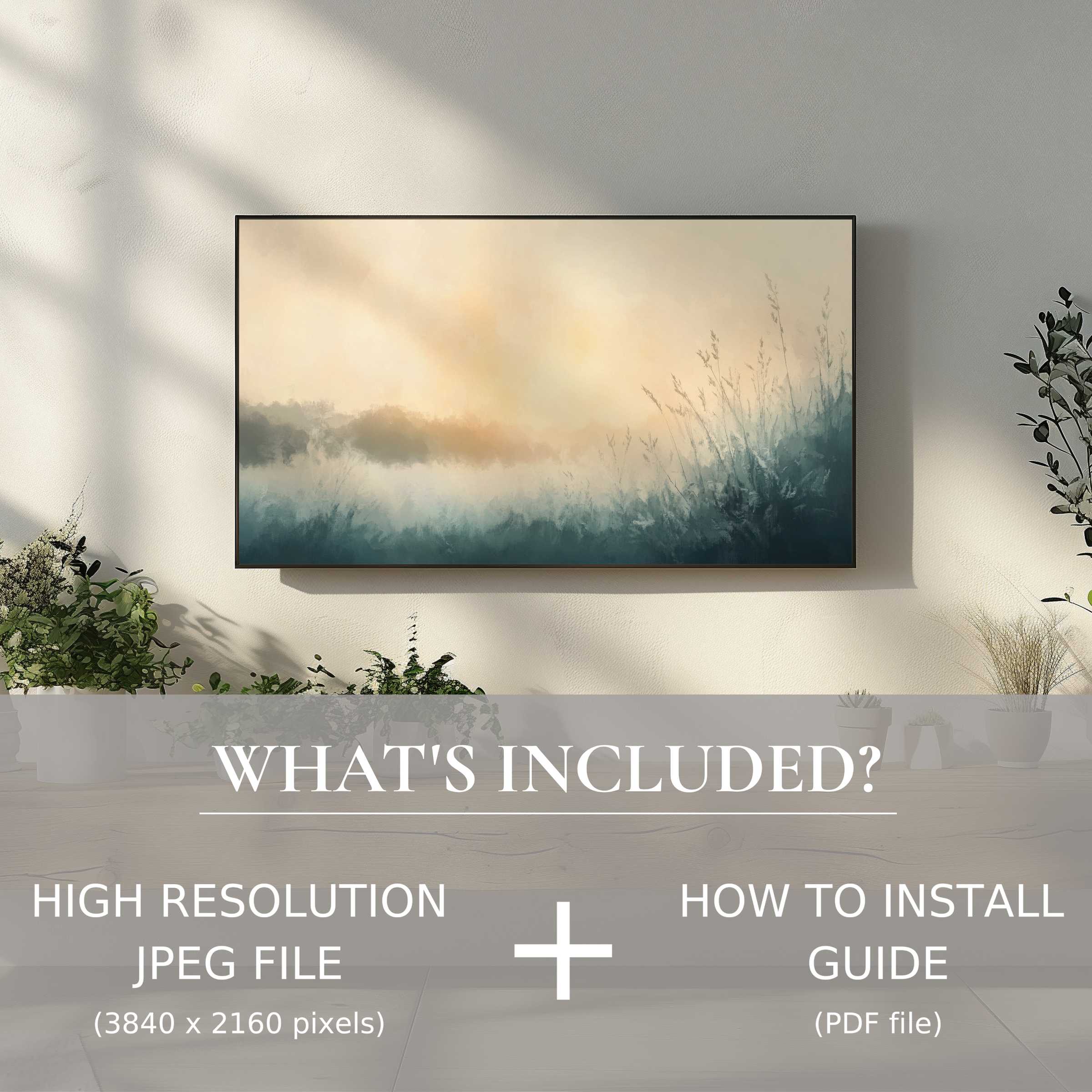 Elegant winter digital TV art download enhancing your space with effortless digital use and serene natural tones