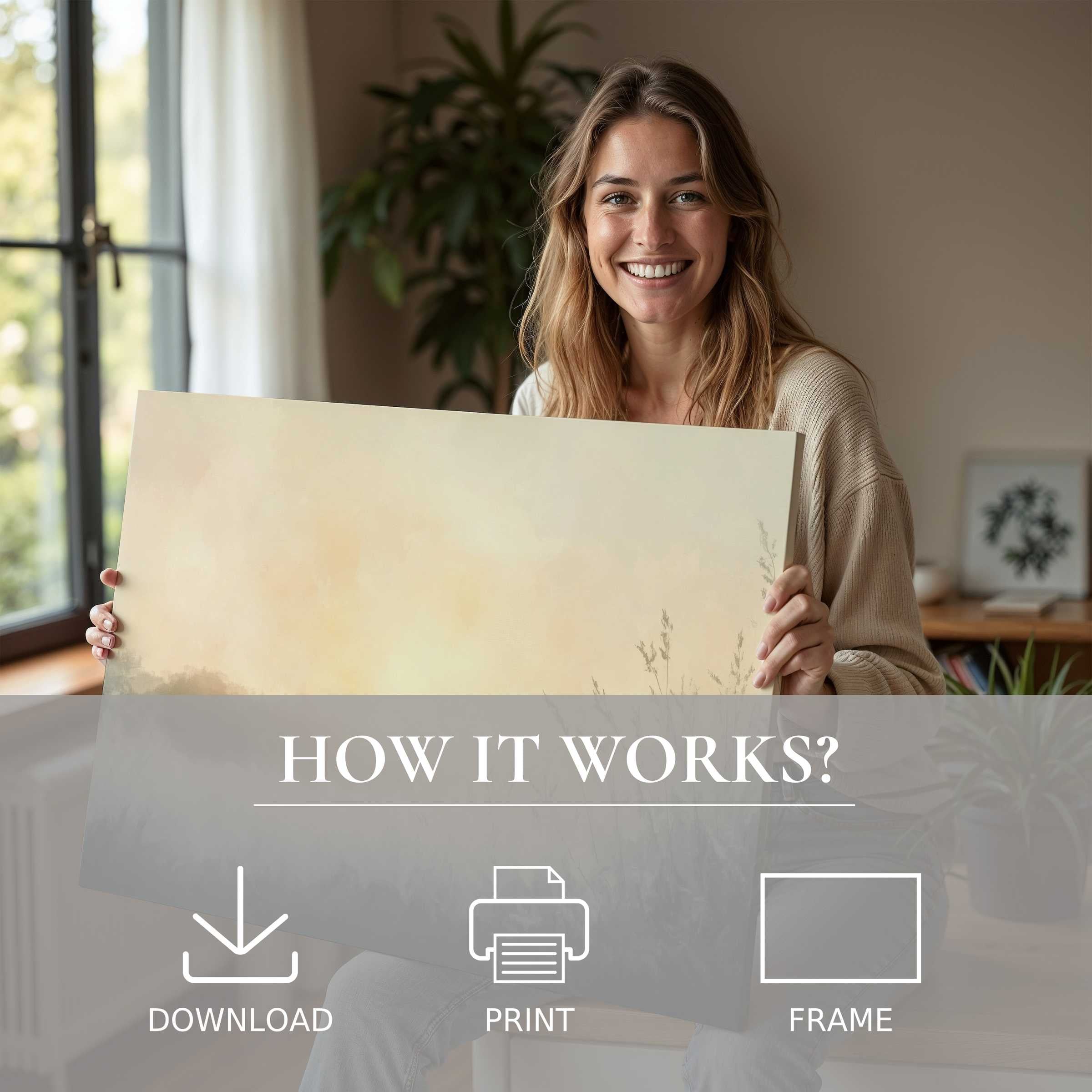 Joyful moment in a modern home, embracing winter digital art print’s serene warmth and effortless elegance