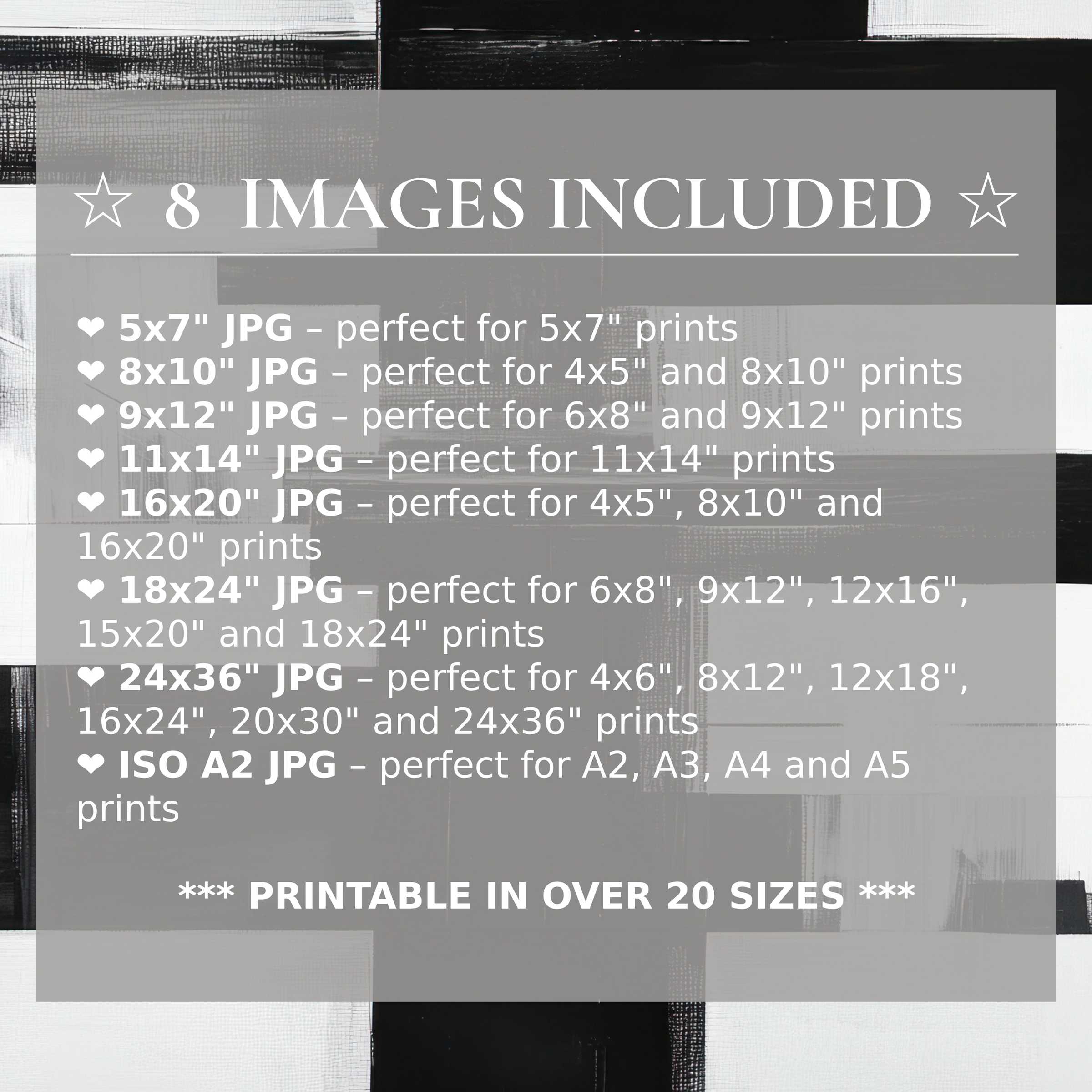 Monochrome modern digital print in bold black and white tones, offering radiant contrast and calming geometry, includes 8 high-quality sizes with download to elevate contemporary interiors with effortless style and versatile display options