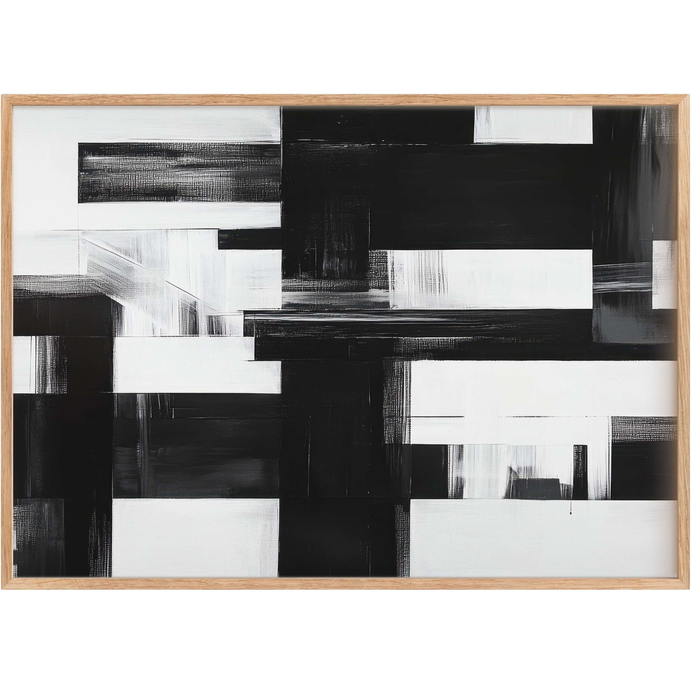 Modern printable wall art featuring bold black and white geometric forms, creating a striking, sophisticated ambiance for stylish living spaces