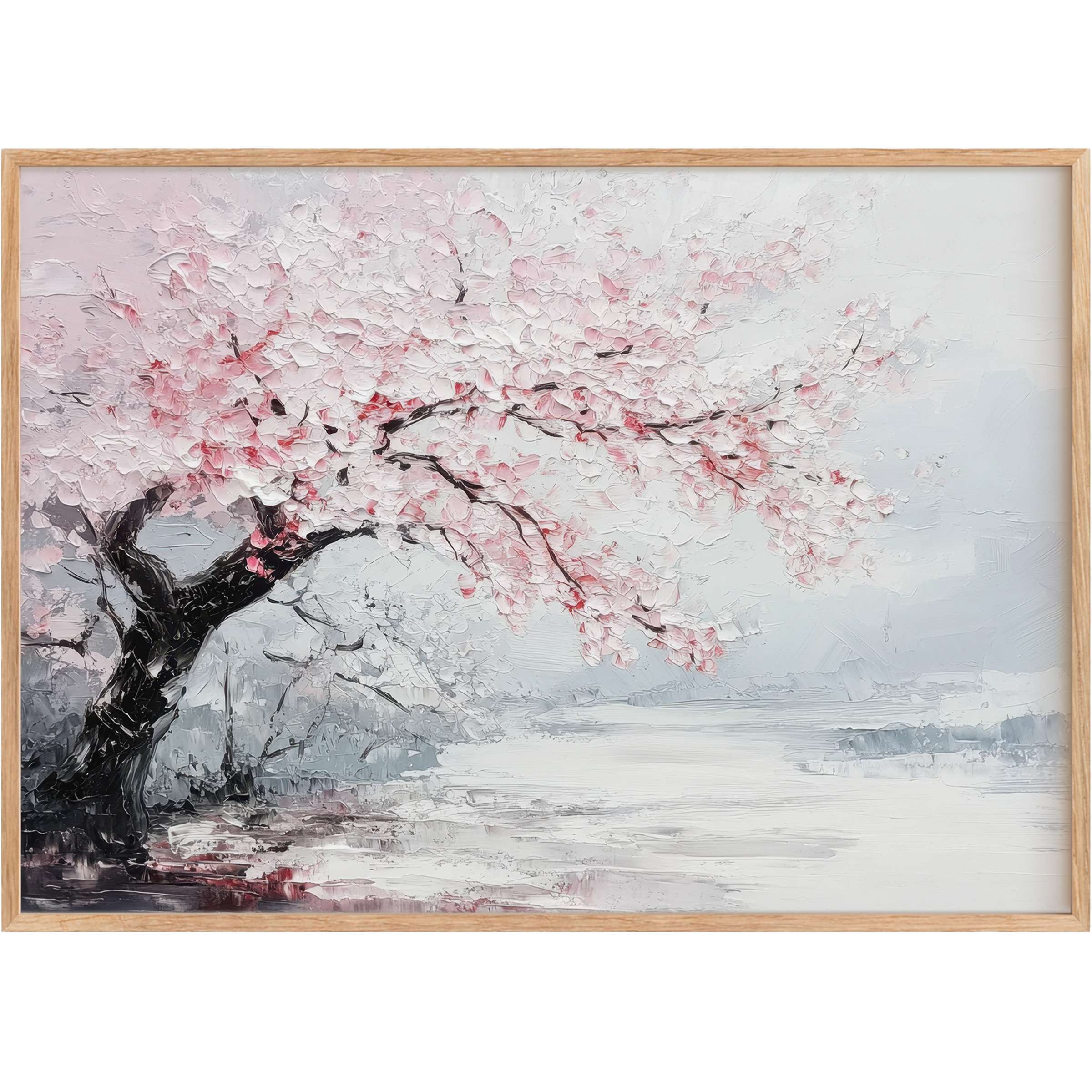Graceful tree printable wall art blending soft pinks and muted grays, evoking a serene, poetic ambiance for refined interiors