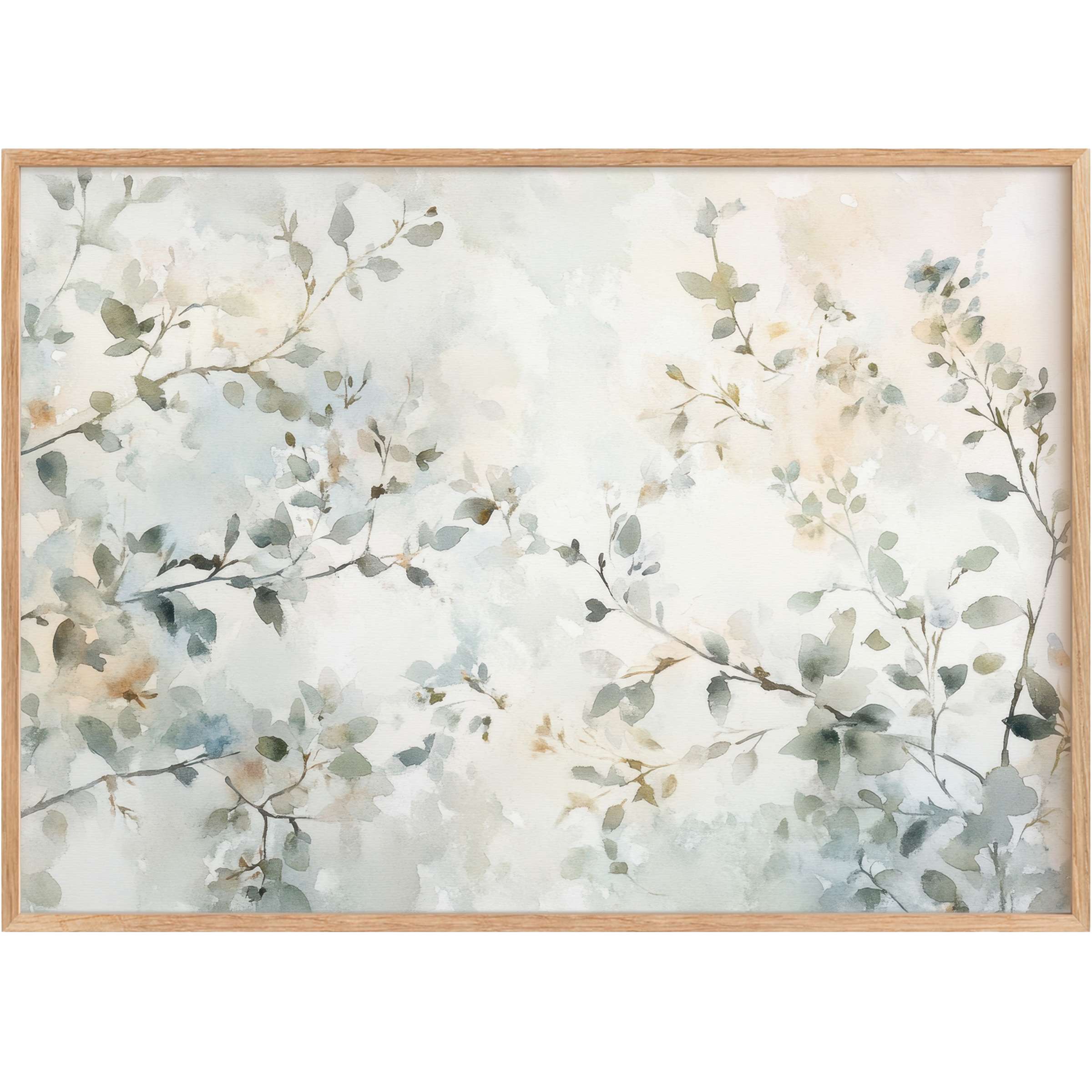Ethereal floral printable wall art with soft sage and beige hues, creating a calming, airy ambiance for sophisticated interiors