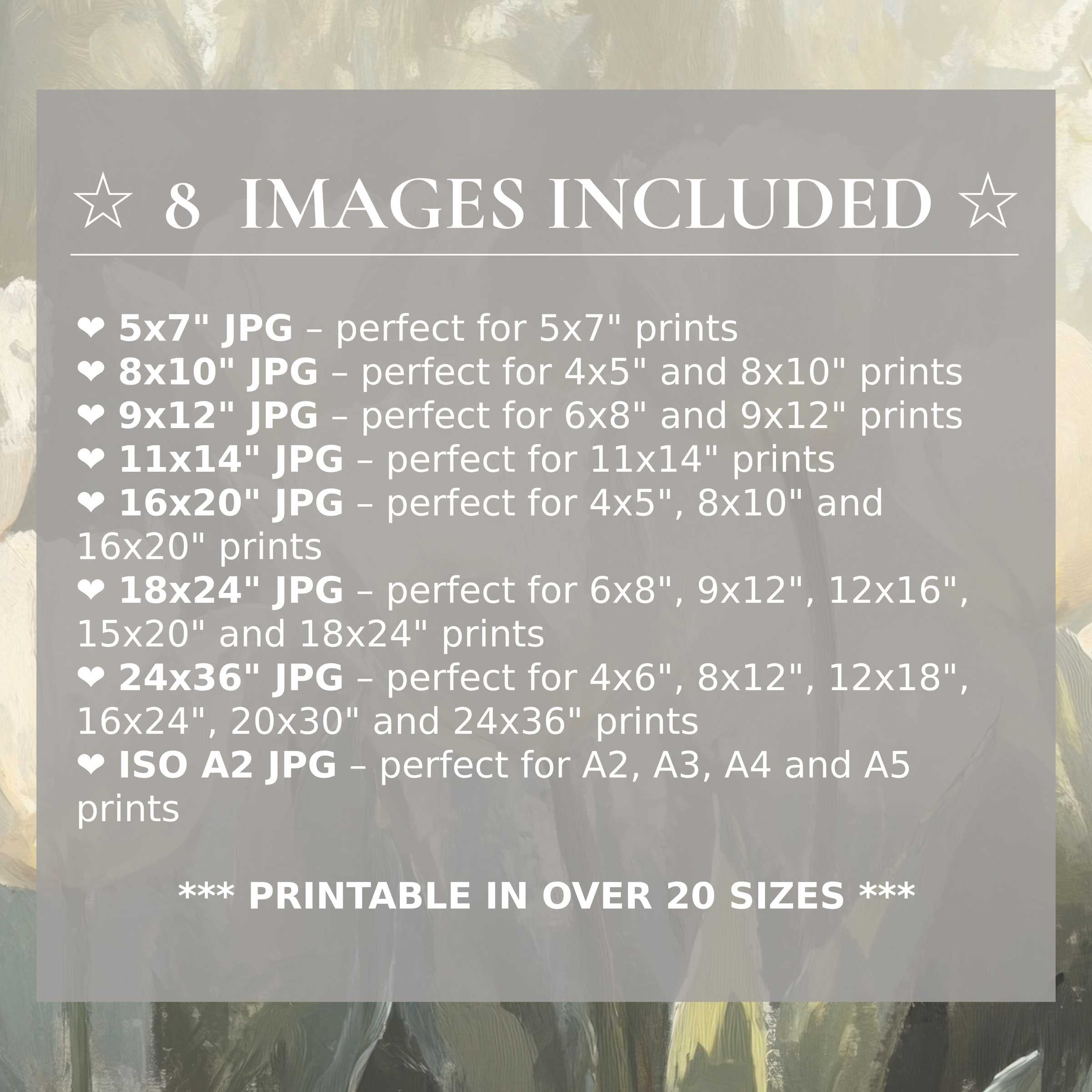 Spring digital print with radiant green, soft white, and muted yellow hues, elevating modern interiors with style; includes 8 premium sizes