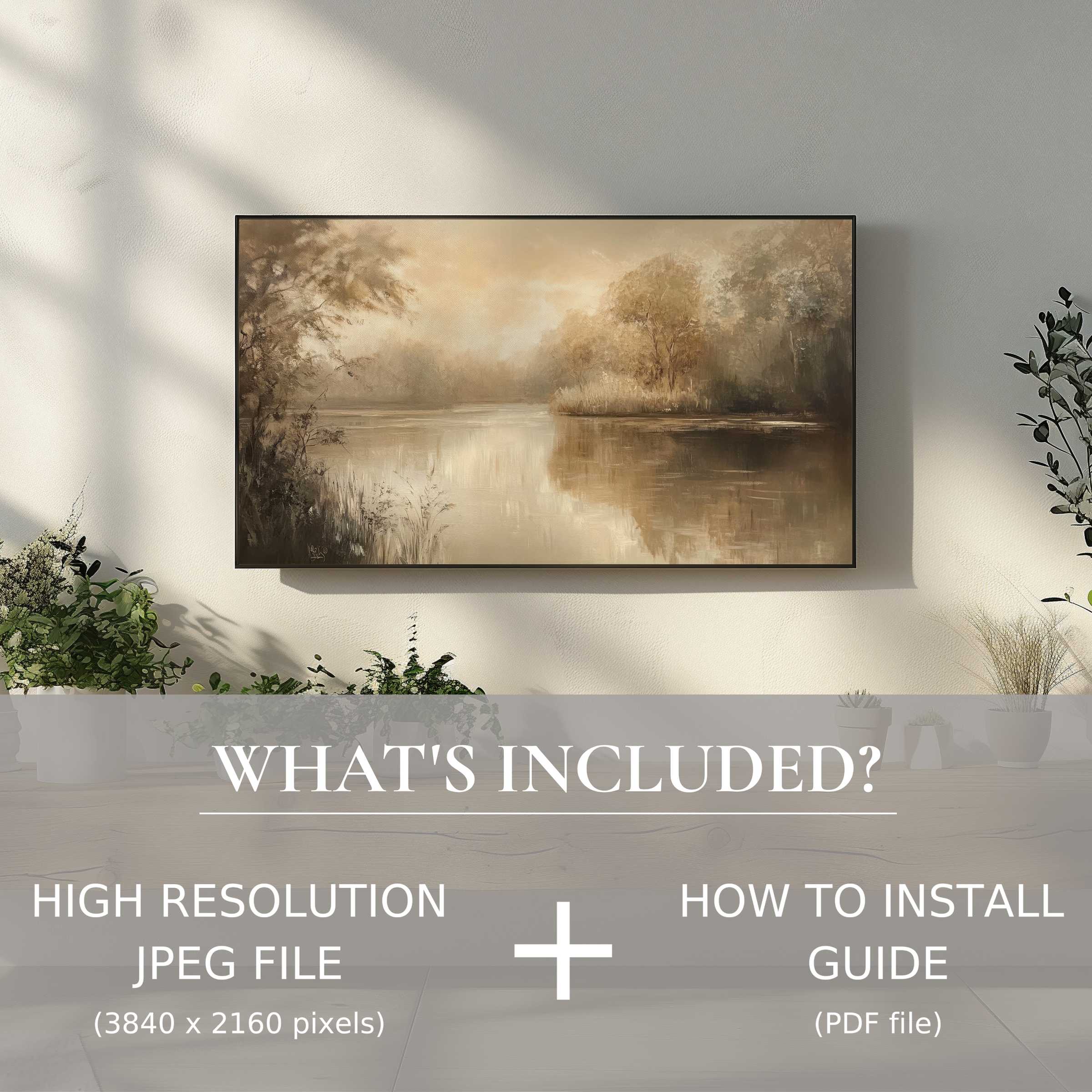 Elegant landscape digital TV art download enhances your living space with easy digital use and refined style