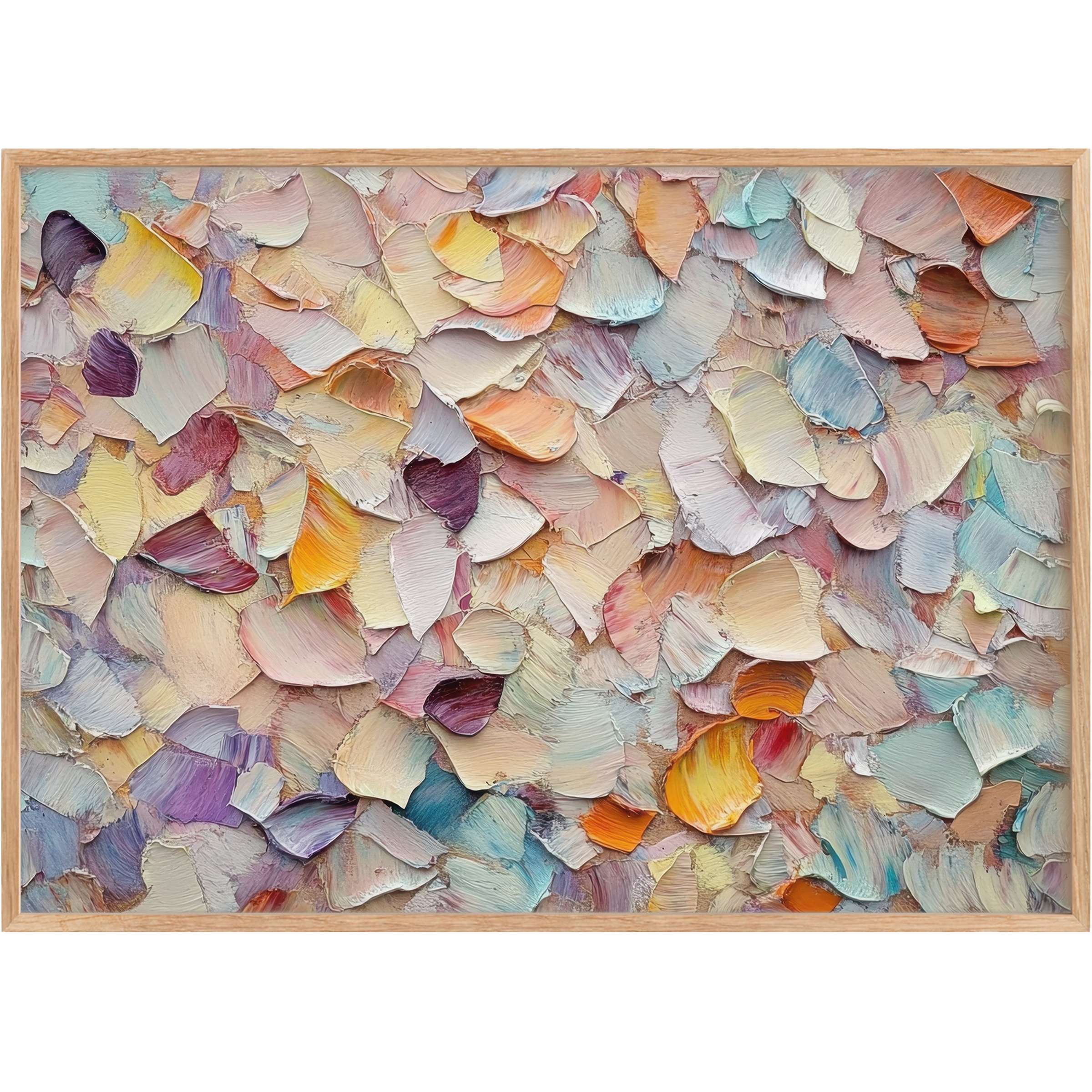 Fall printable wall art with textured brushstrokes in soft pastels and warm amber tones creates a serene, inviting ambiance
