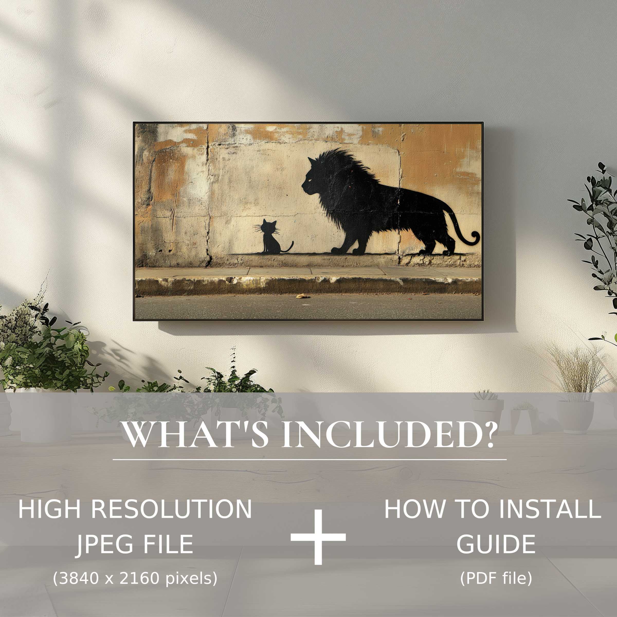 Street art digital TV art download enhances chic living spaces with easy digital use and stylish urban flair