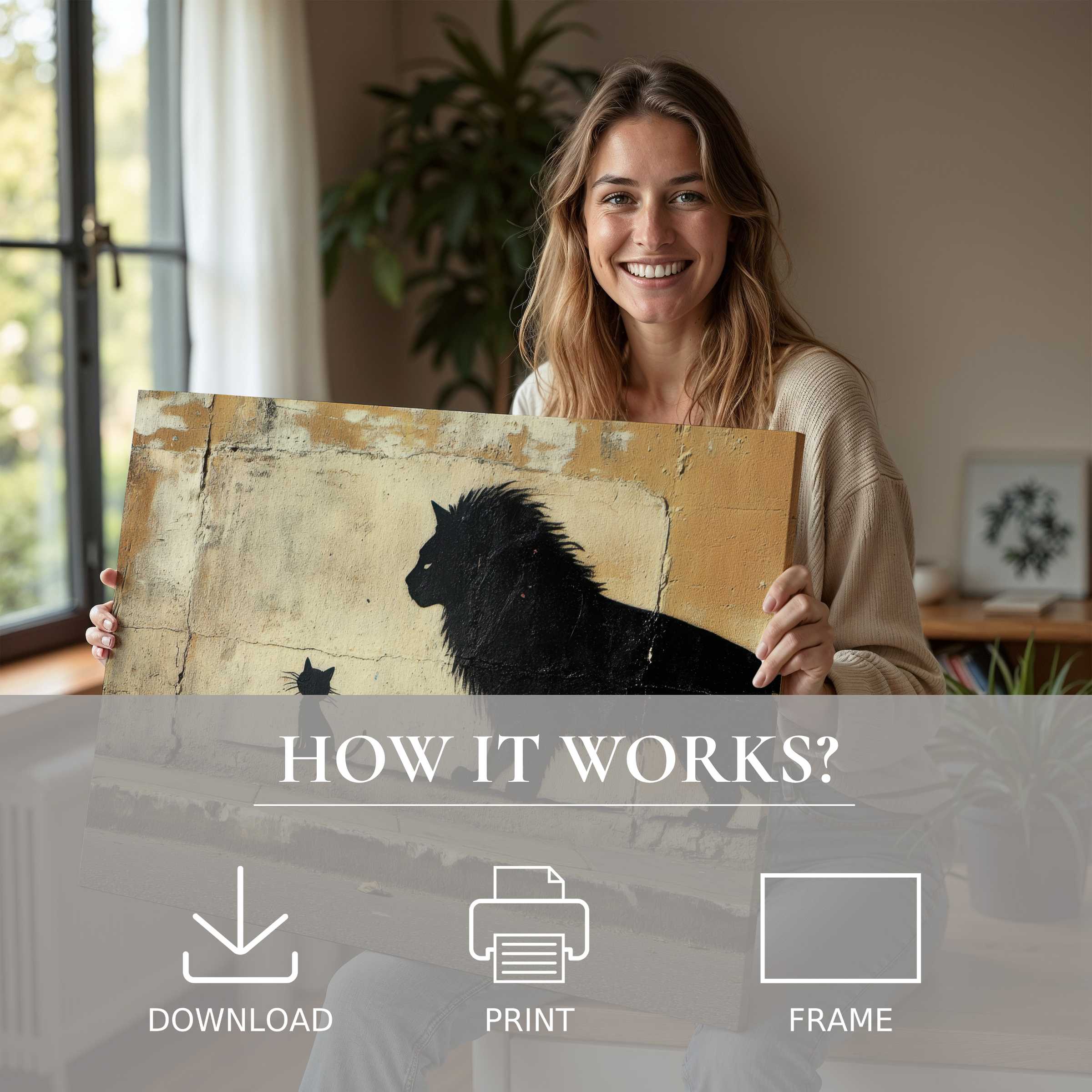 A joyful moment in a modern home, where street art digital art print brings warmth and effortless style to everyday living