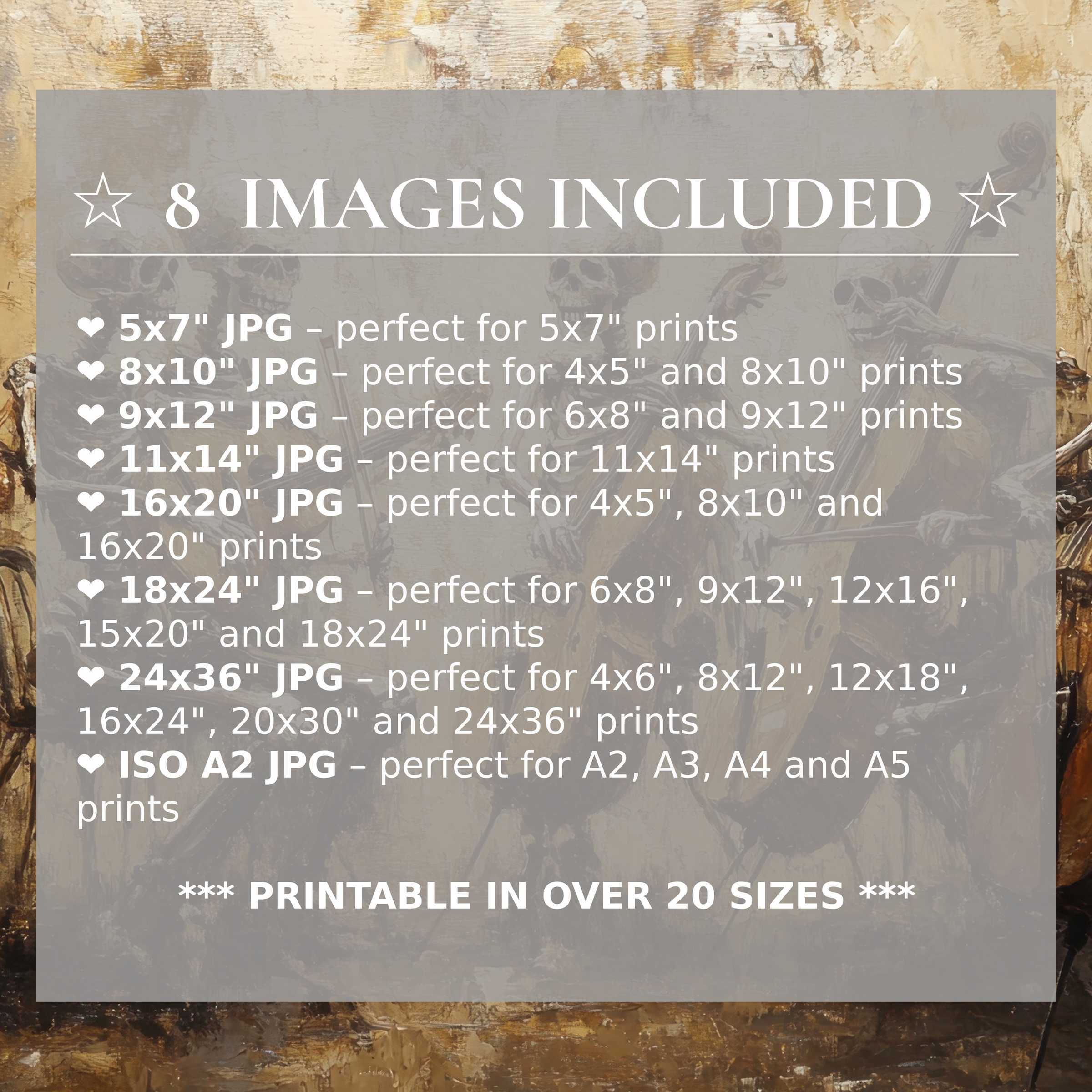 Halloween digital print with warm golds and muted neutrals evokes a radiant, bold ambiance; includes 8 high-quality sizes