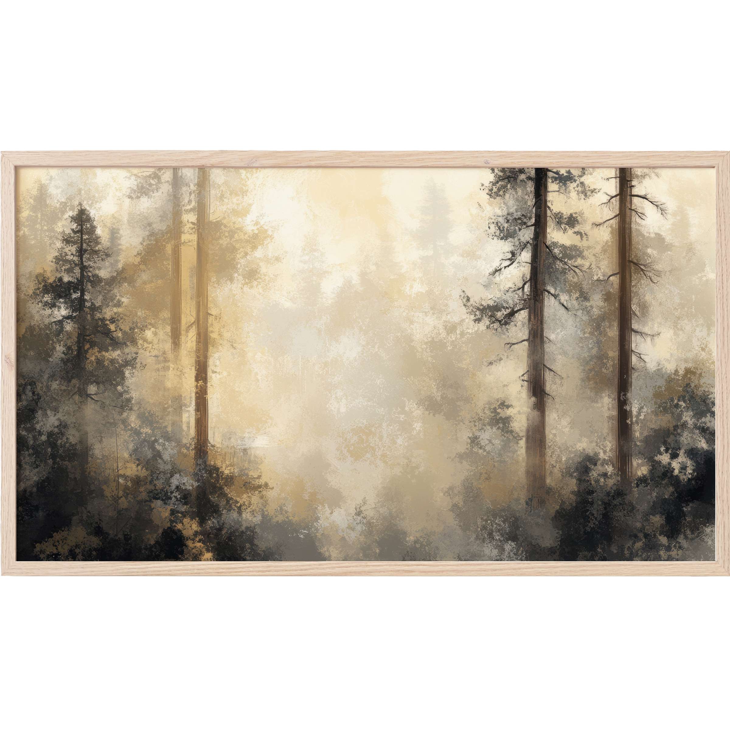 Misty forest scene in muted browns and grays, evoking calm with soft textures - elegant tree Frame TV Art