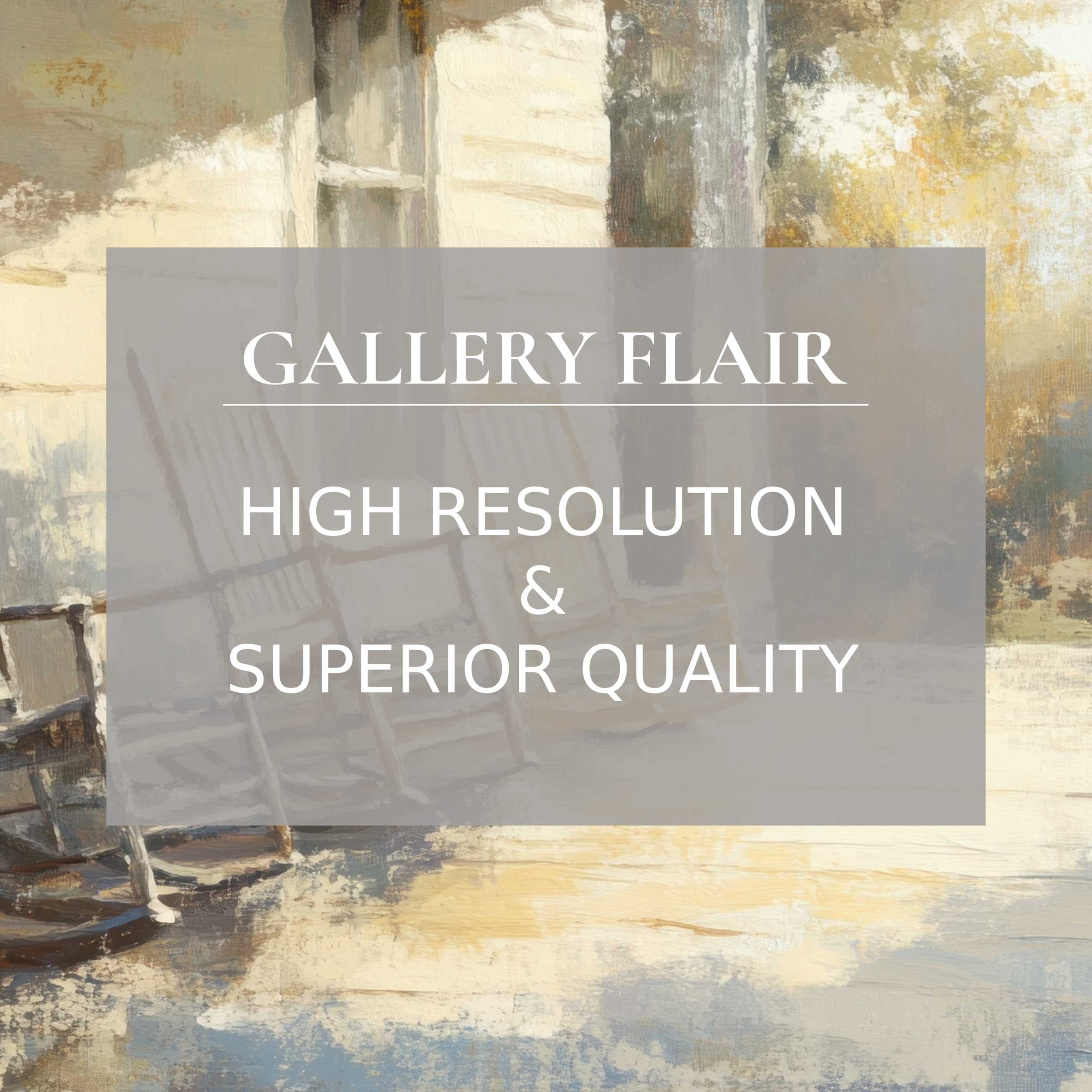 Elegant farmhouse Frame TV picture depicting a serene porch scene with refined texture and crisp resolution