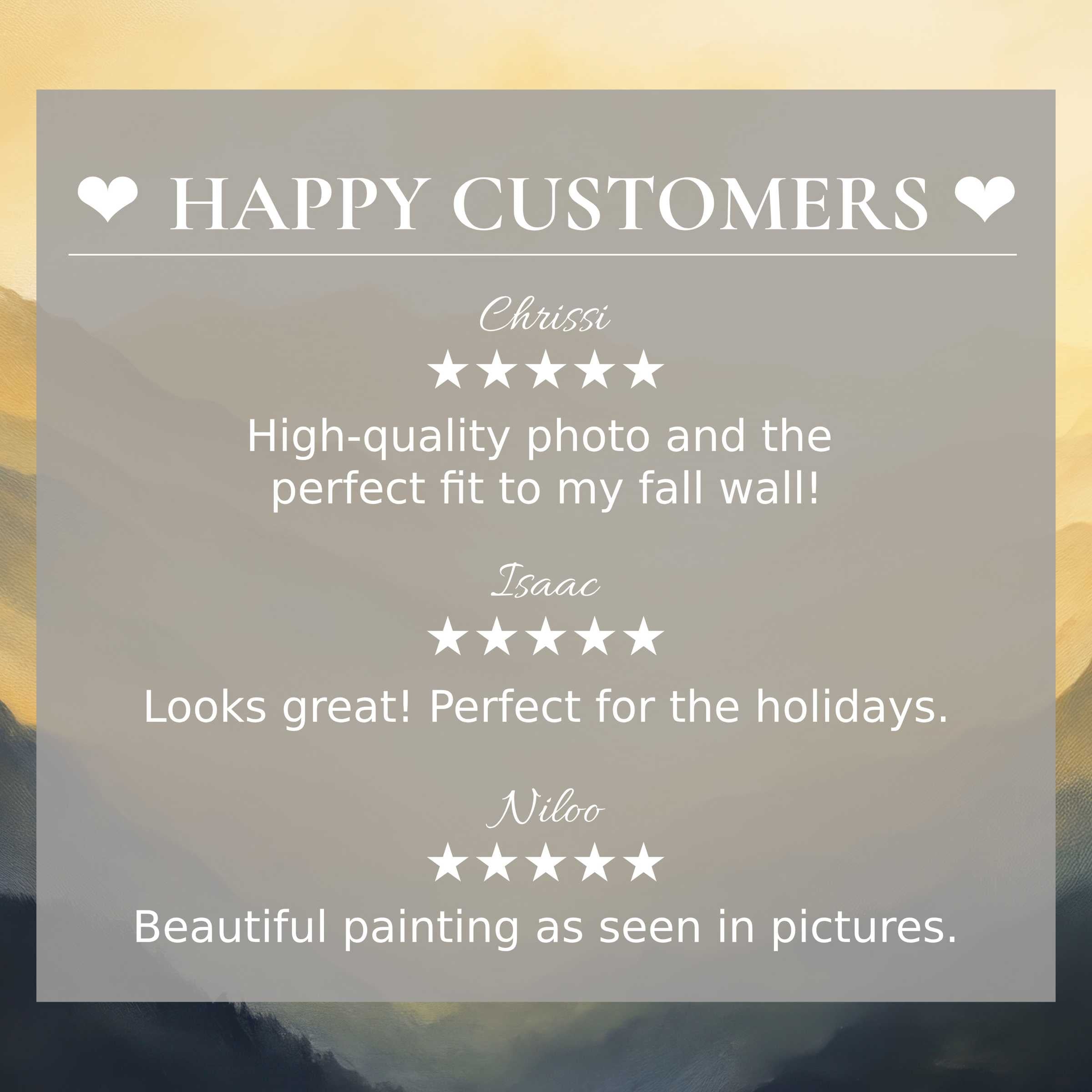 Elegant landscape art for Frame TV with abstract sunset hues; happy customer reviews foster trust and style confidence