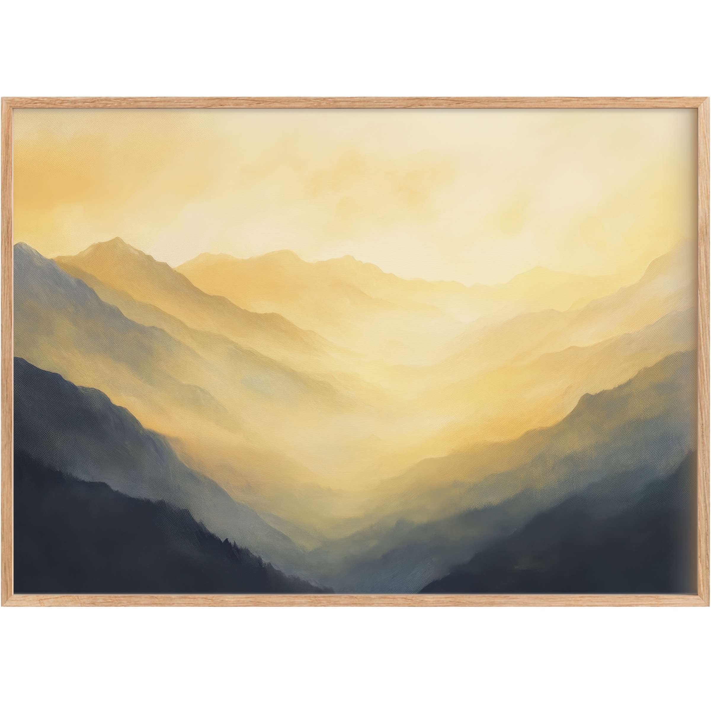 Golden-hued landscape printable wall art radiates serene warmth with soft gradients of sunlit amber and deep slate, elevating refined interiors