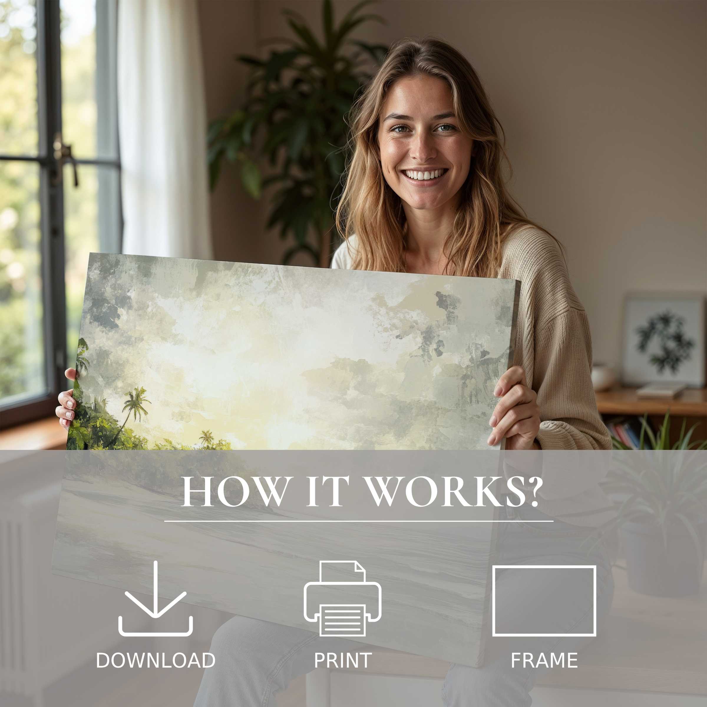 Radiant summer digital art print illuminating a modern home with serene warmth and effortless artistic elegance