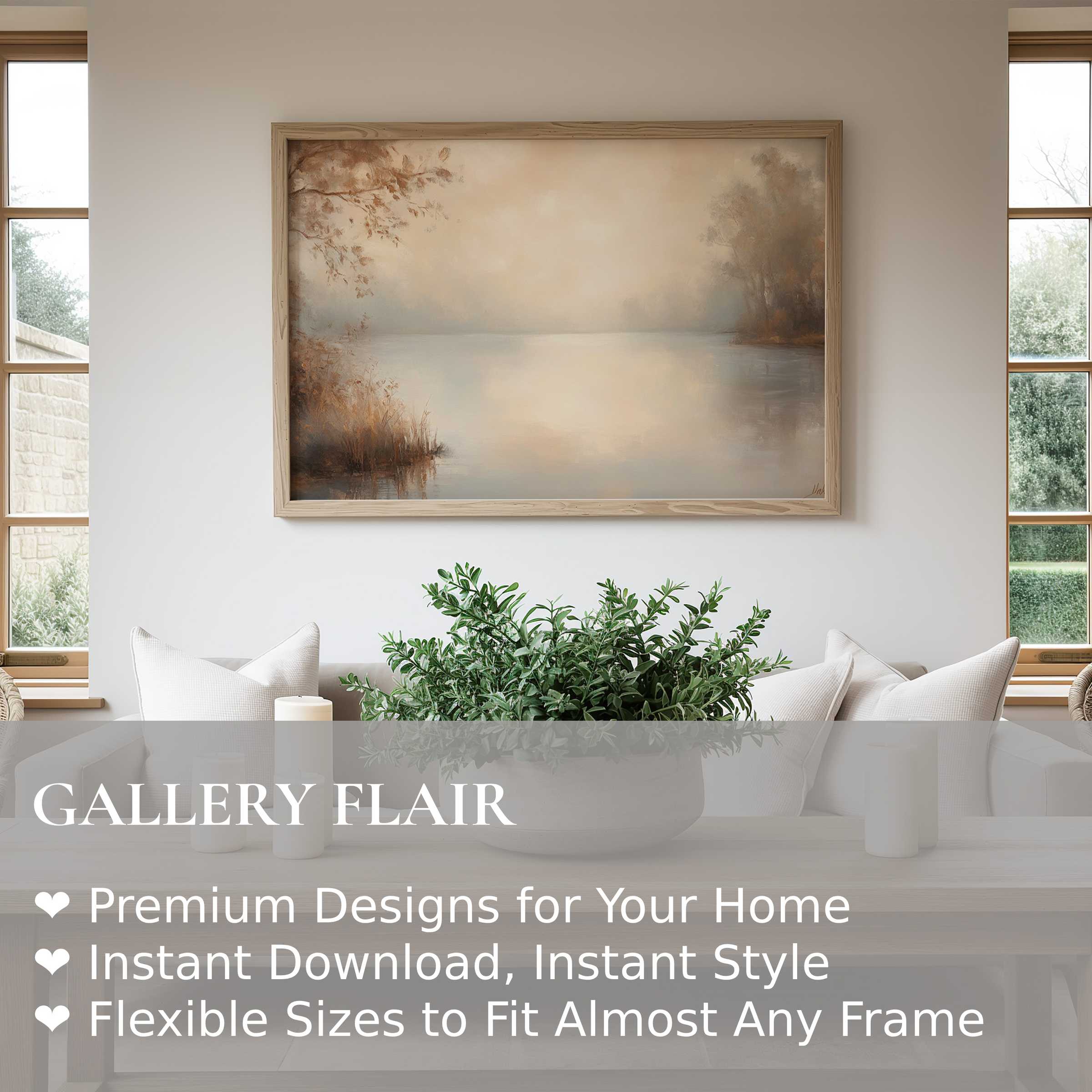 Serene fall wall art print with muted earth tones and soft textures, enriching minimalist modern interiors with calm, natural elegance