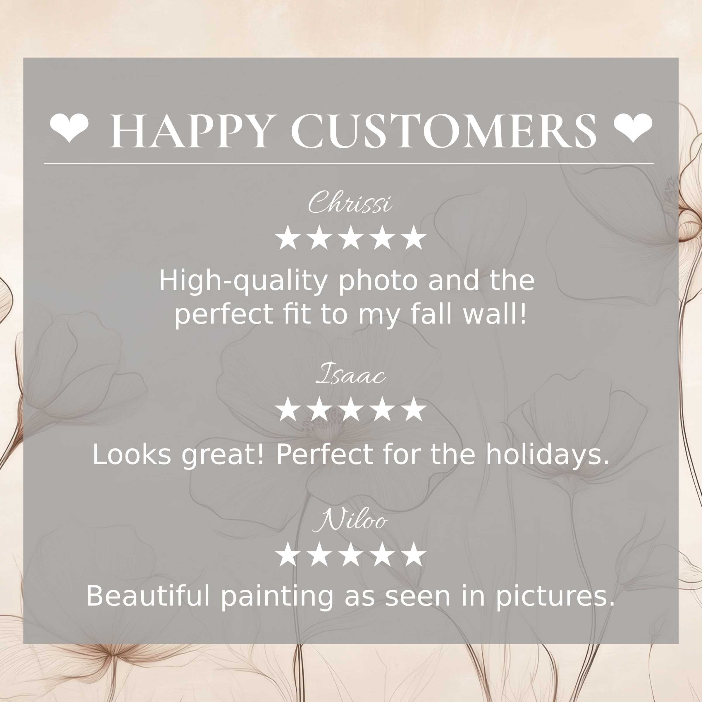 Floral art for Frame TV with abstract beige blooms; happy customer reviews build trust and showcase its elegant style
