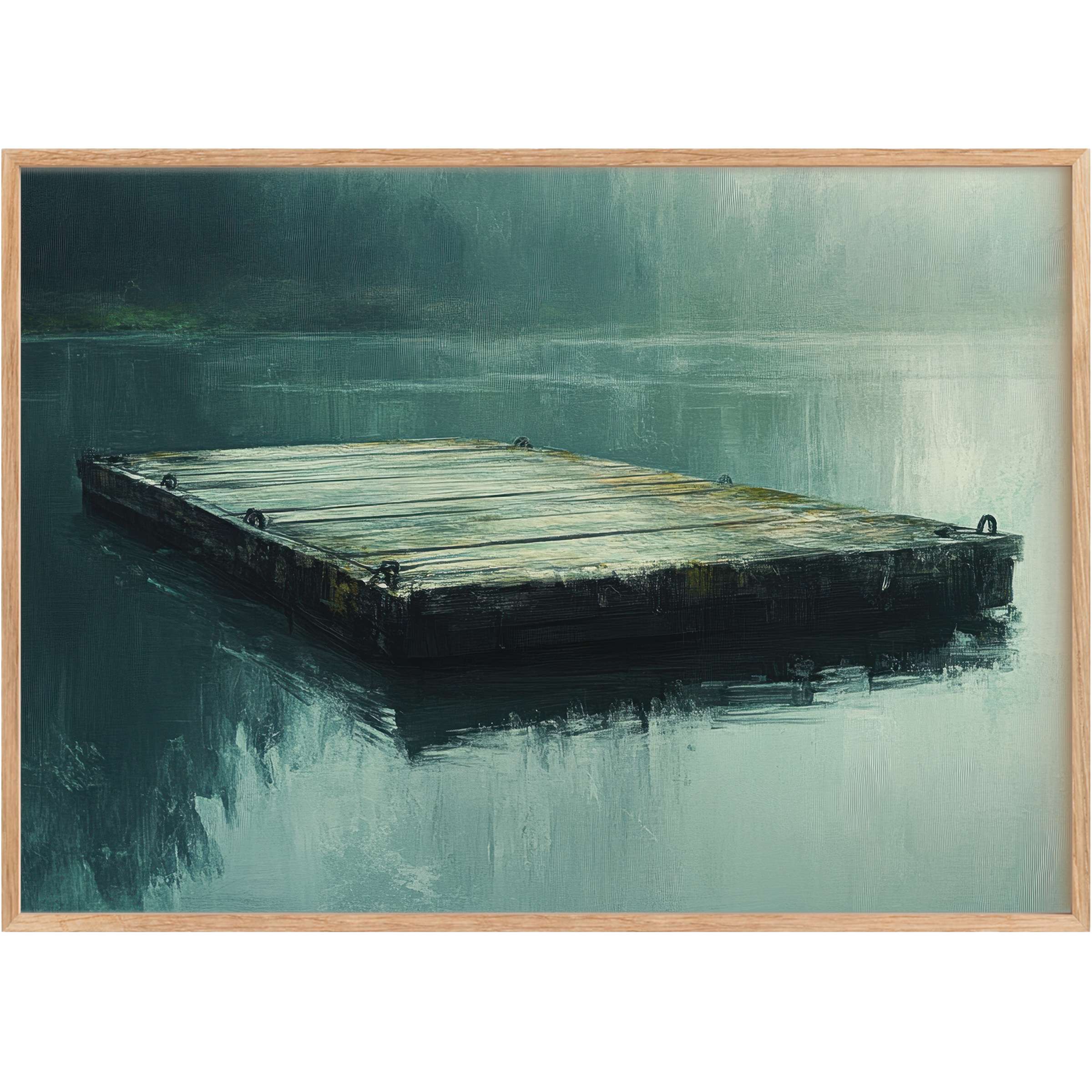 Anchored in serene teal and soft mist hues, this beach printable wall art evokes tranquil calm and effortless coastal elegance