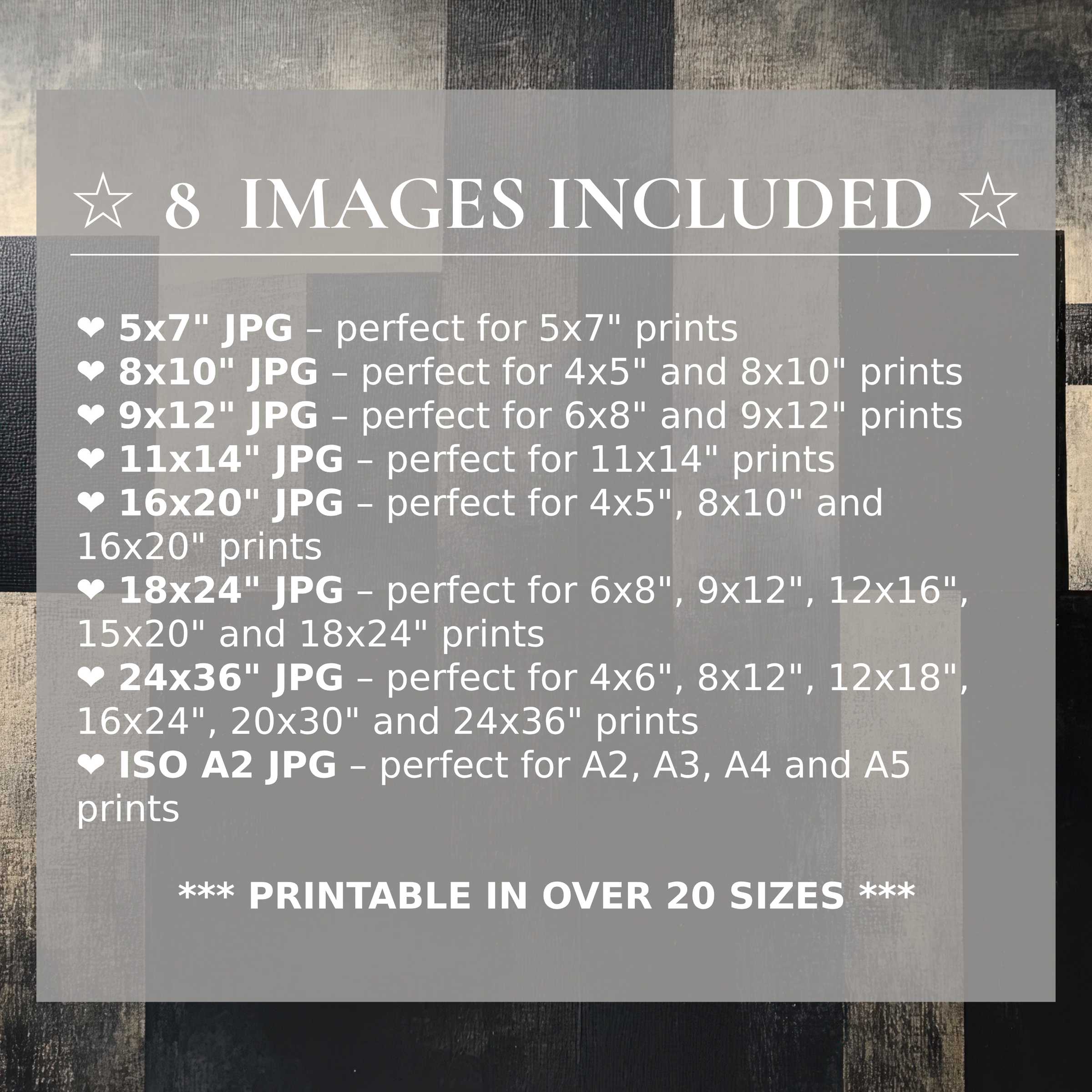 Minimalist digital print radiates soothing greys and blacks, elevating modern interiors with 8 high-quality sizes included